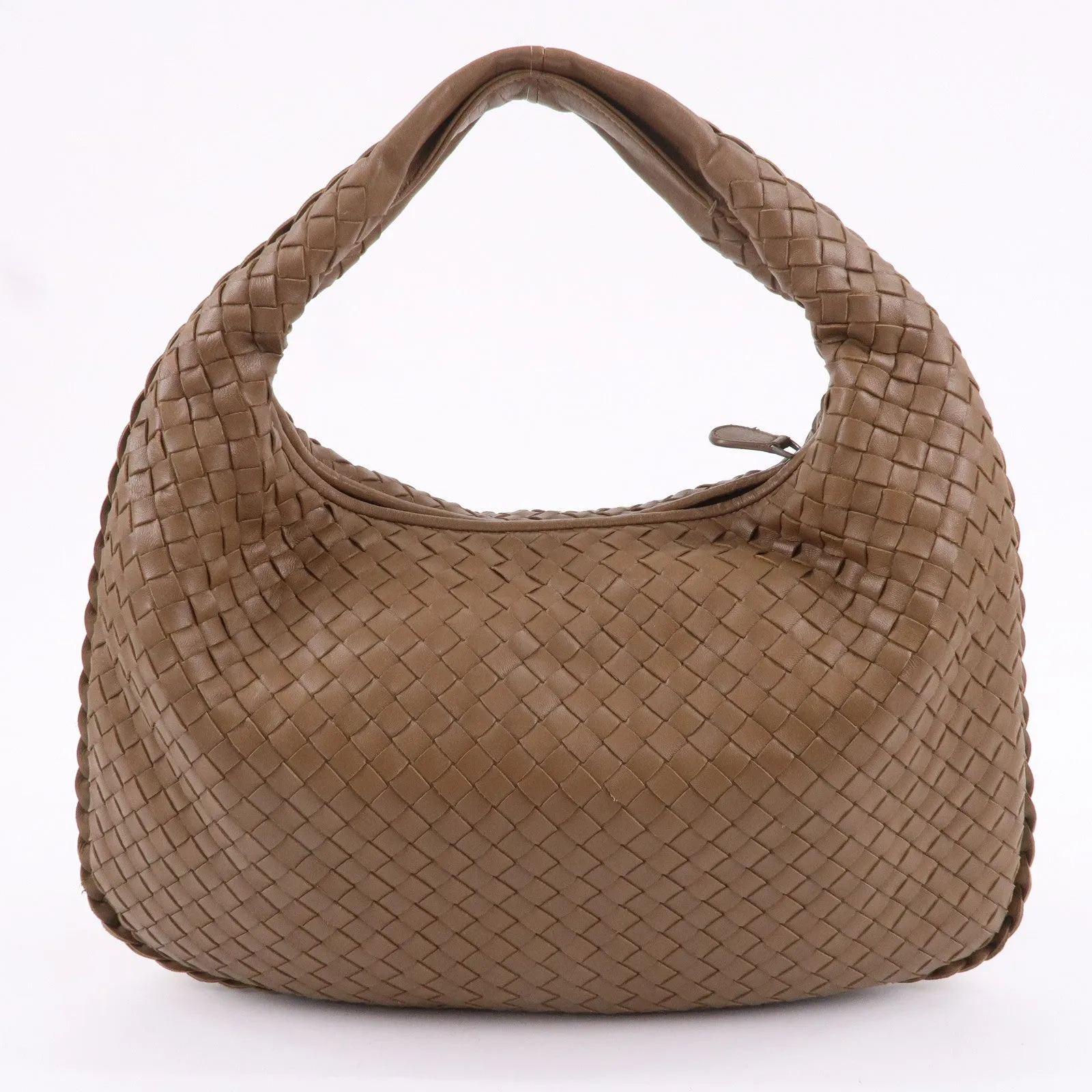 BOTTEGA VENETA Intrecciato Hobo Leather Shoulder Bag Brown 115653