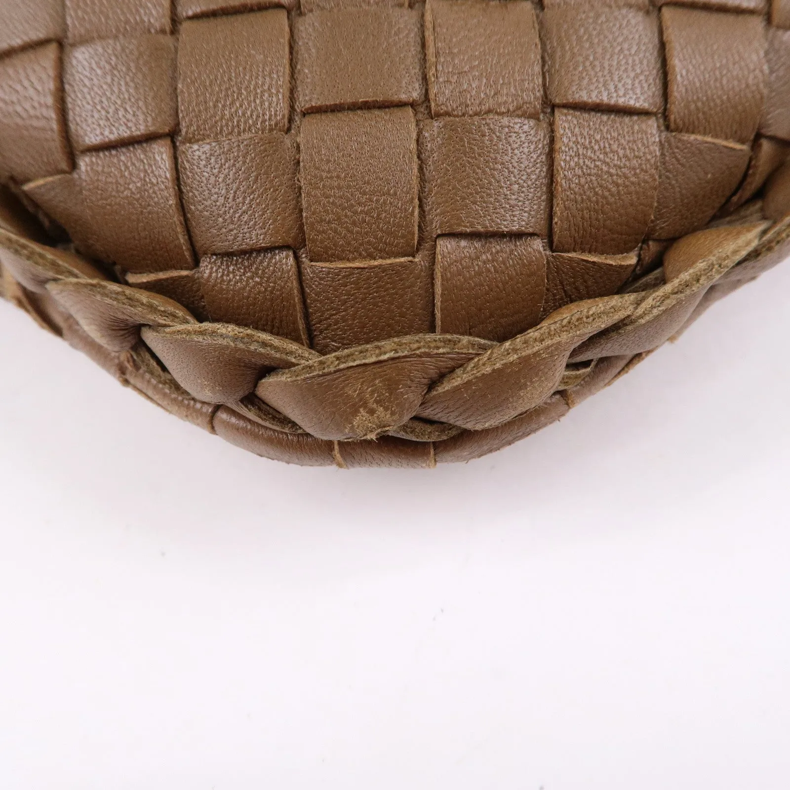 BOTTEGA VENETA Intrecciato Hobo Leather Shoulder Bag Brown 115653