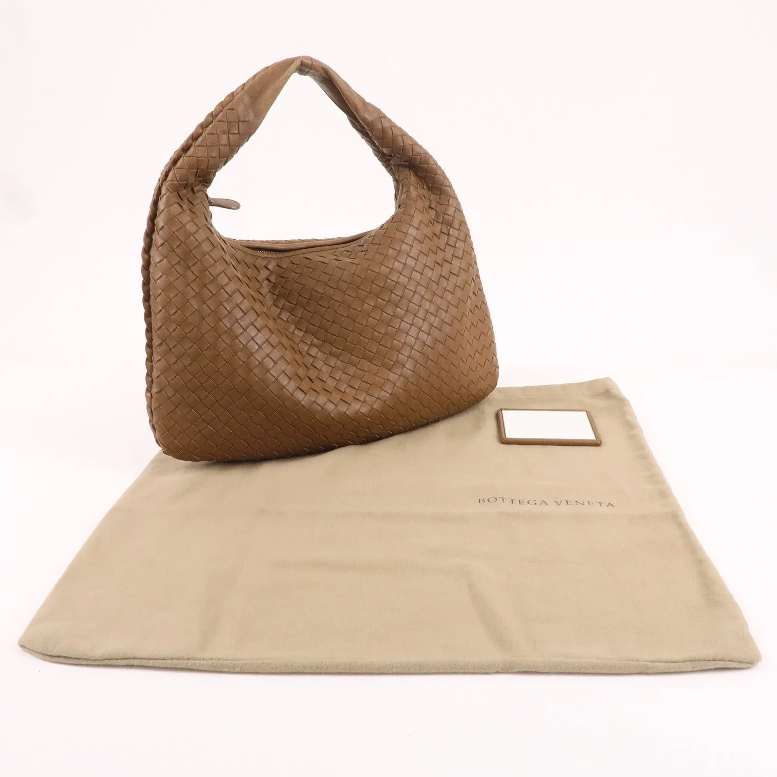 BOTTEGA VENETA Intrecciato Hobo Leather Shoulder Bag Brown 115653