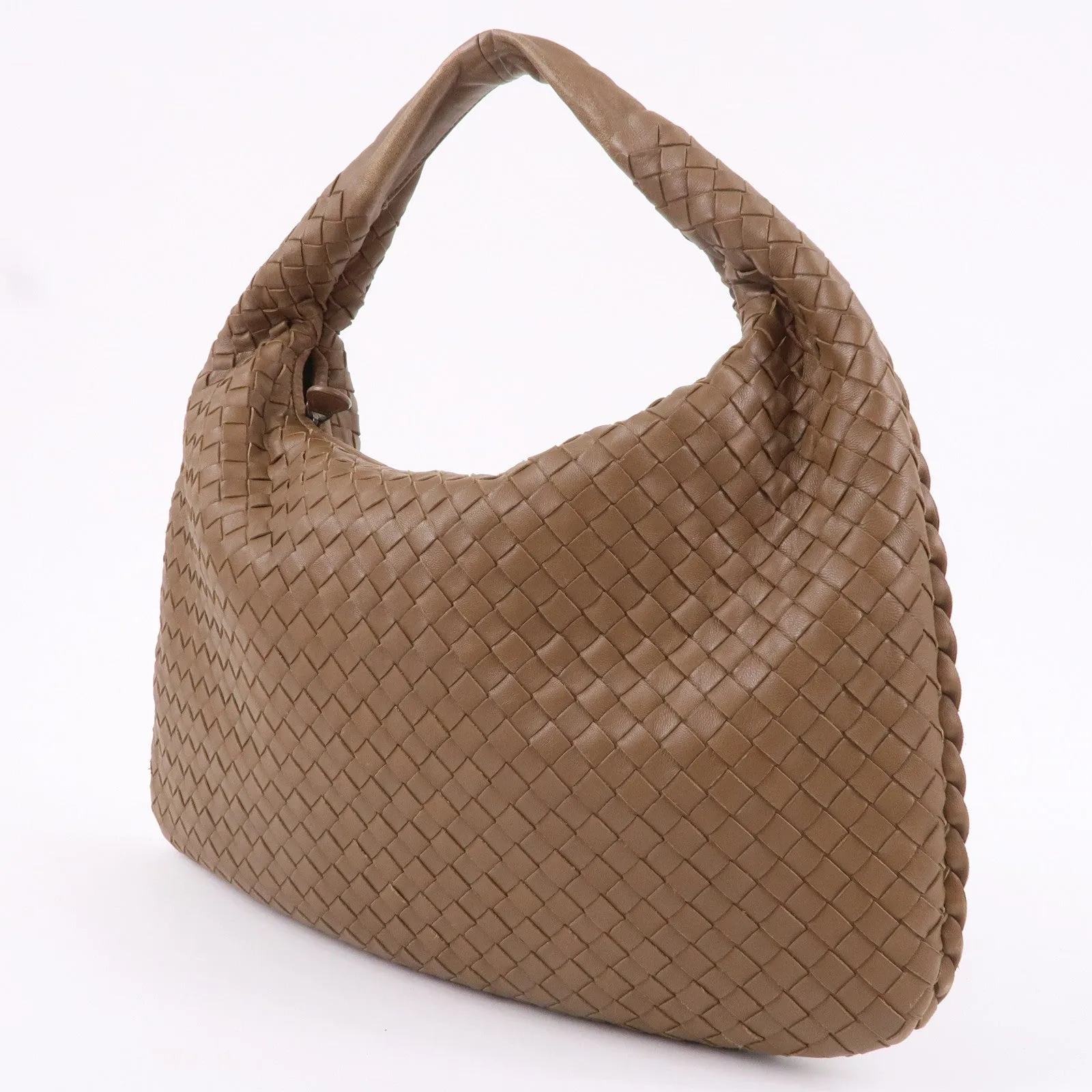 BOTTEGA VENETA Intrecciato Hobo Leather Shoulder Bag Brown 115653