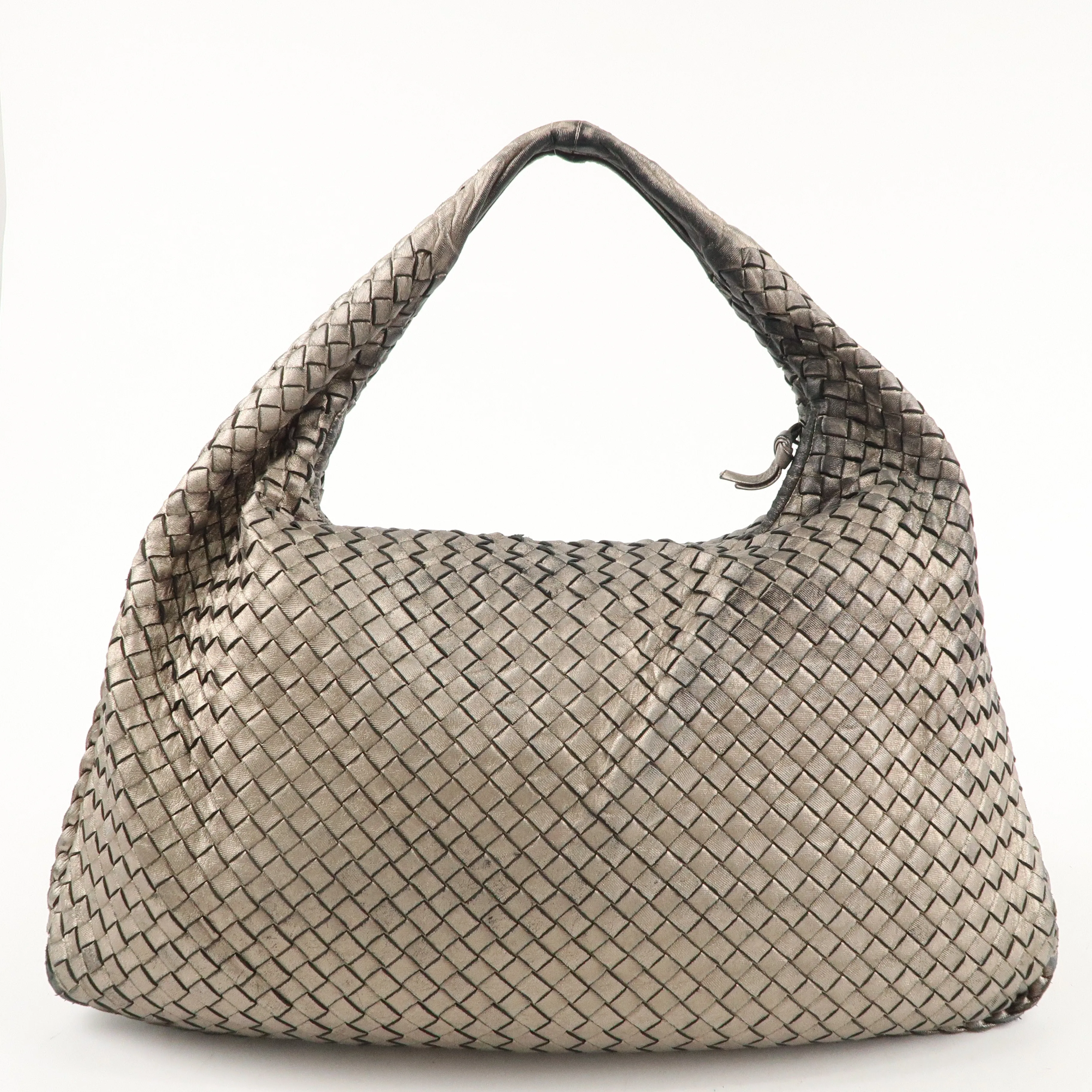 BOTTEGA VENETA Intrecciato Hobo Leather Shoulder Bag Gold 115654