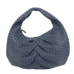 BOTTEGA VENETA Intrecciato Hobo Leather Shoulder Bag Navy 115653