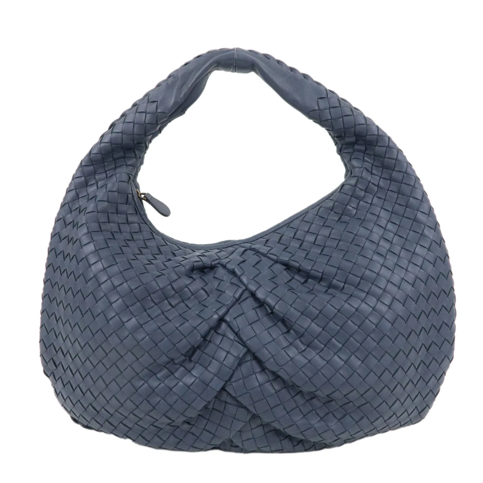 BOTTEGA VENETA Intrecciato Hobo Leather Shoulder Bag Navy 115653