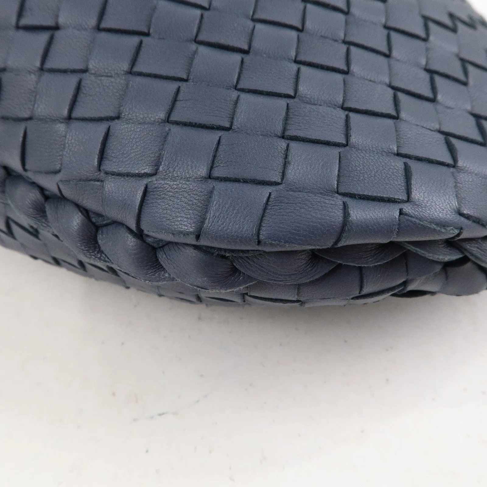 BOTTEGA VENETA Intrecciato Hobo Leather Shoulder Bag Navy 115653