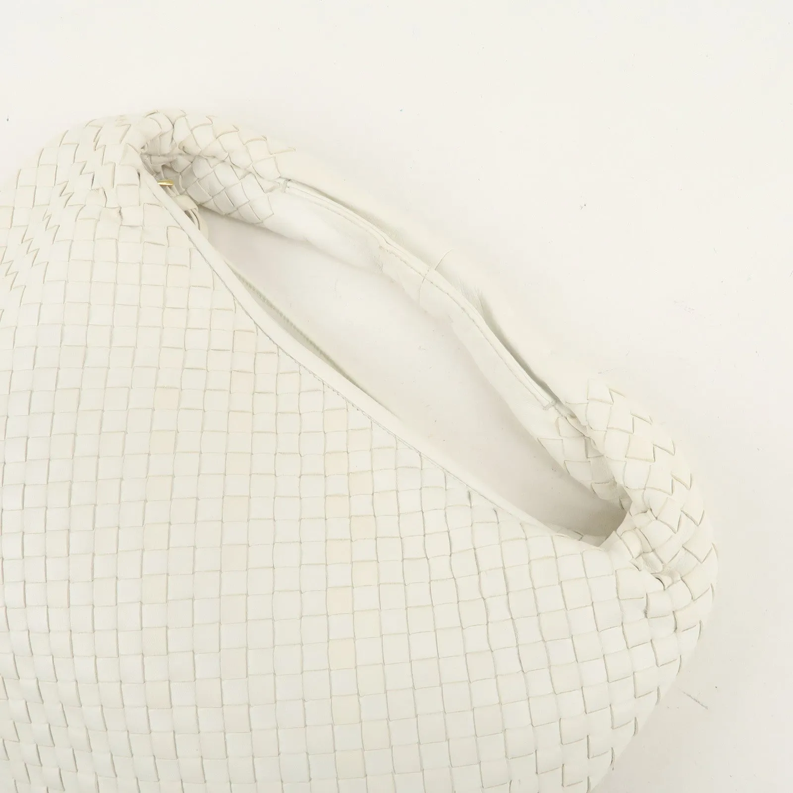 BOTTEGA VENETA Intrecciato Hobo Leather Shoulder Bag White 115653