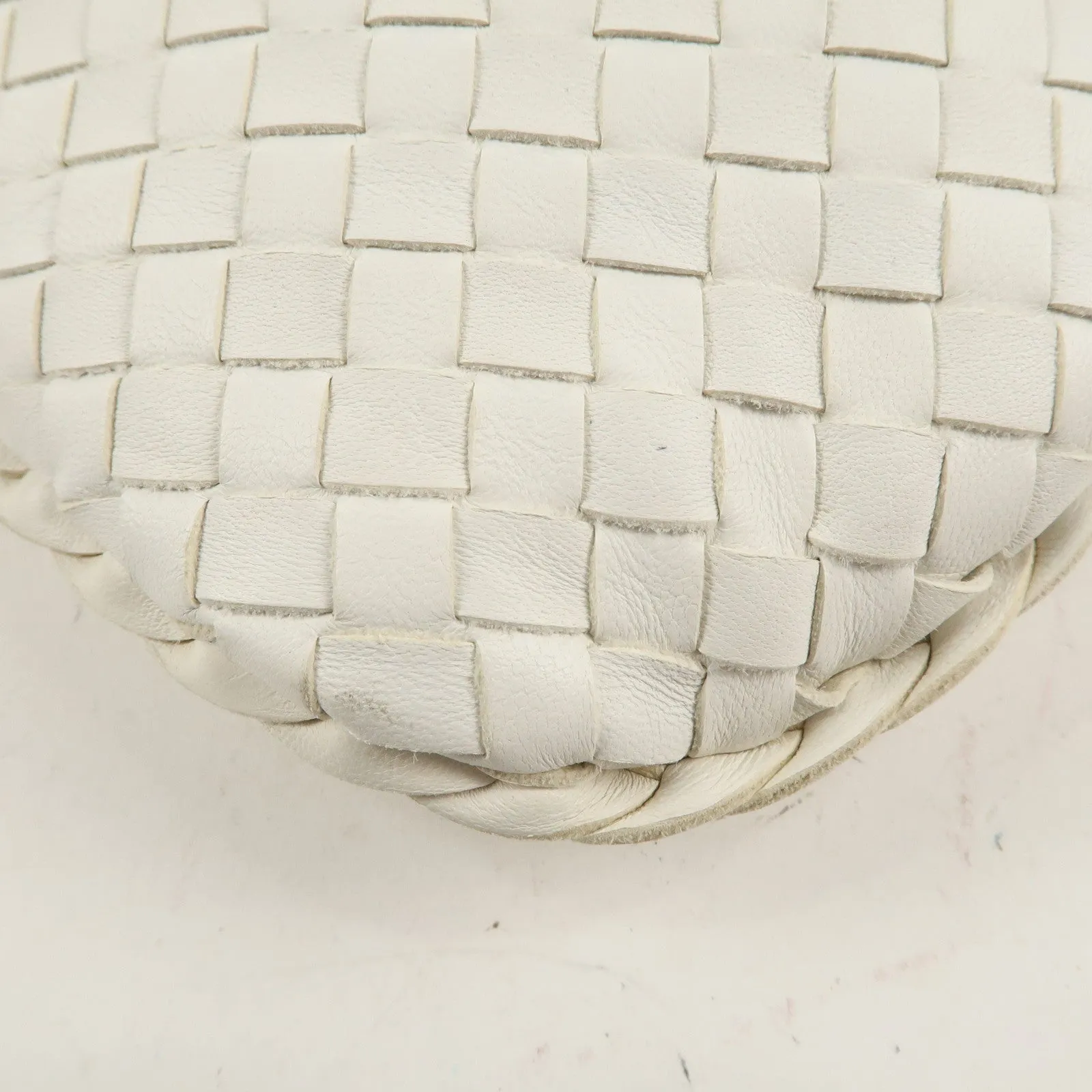 BOTTEGA VENETA Intrecciato Hobo Leather Shoulder Bag White 115653