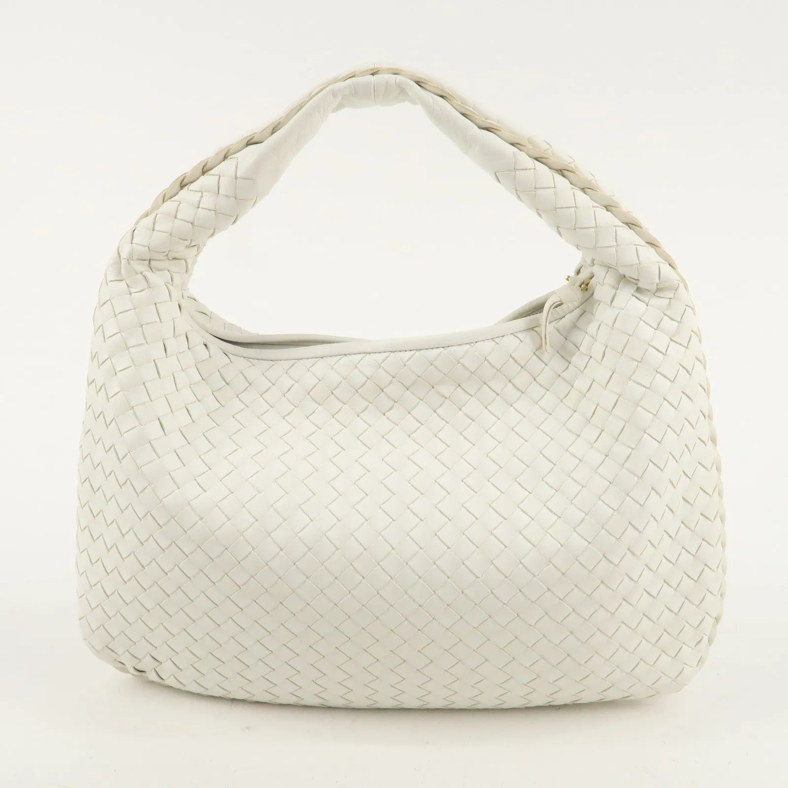 BOTTEGA VENETA Intrecciato Hobo Leather Shoulder Bag White 115653