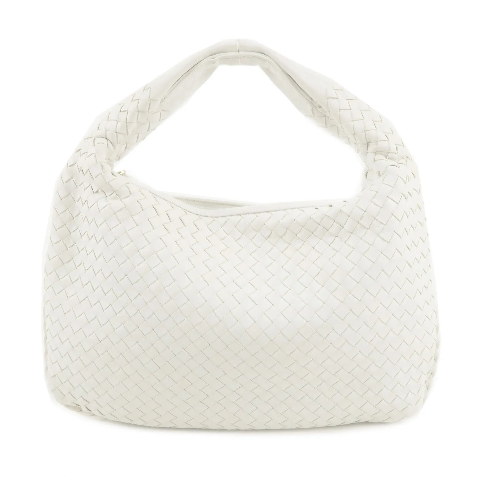 BOTTEGA VENETA Intrecciato Hobo Leather Shoulder Bag White 115653