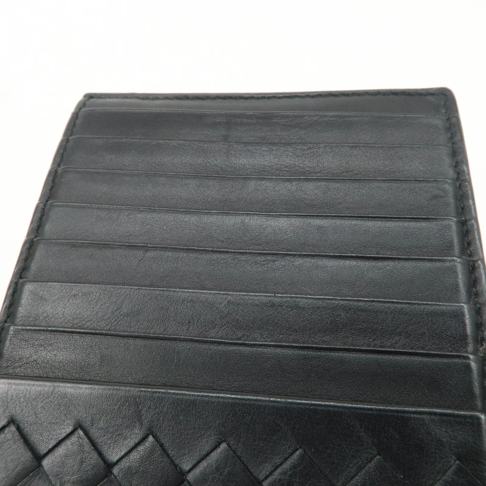 BOTTEGA VENETA Intrecciato Leather Card Case Coin Purse Black