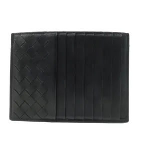 BOTTEGA VENETA Intrecciato Leather Card Case Coin Purse Black