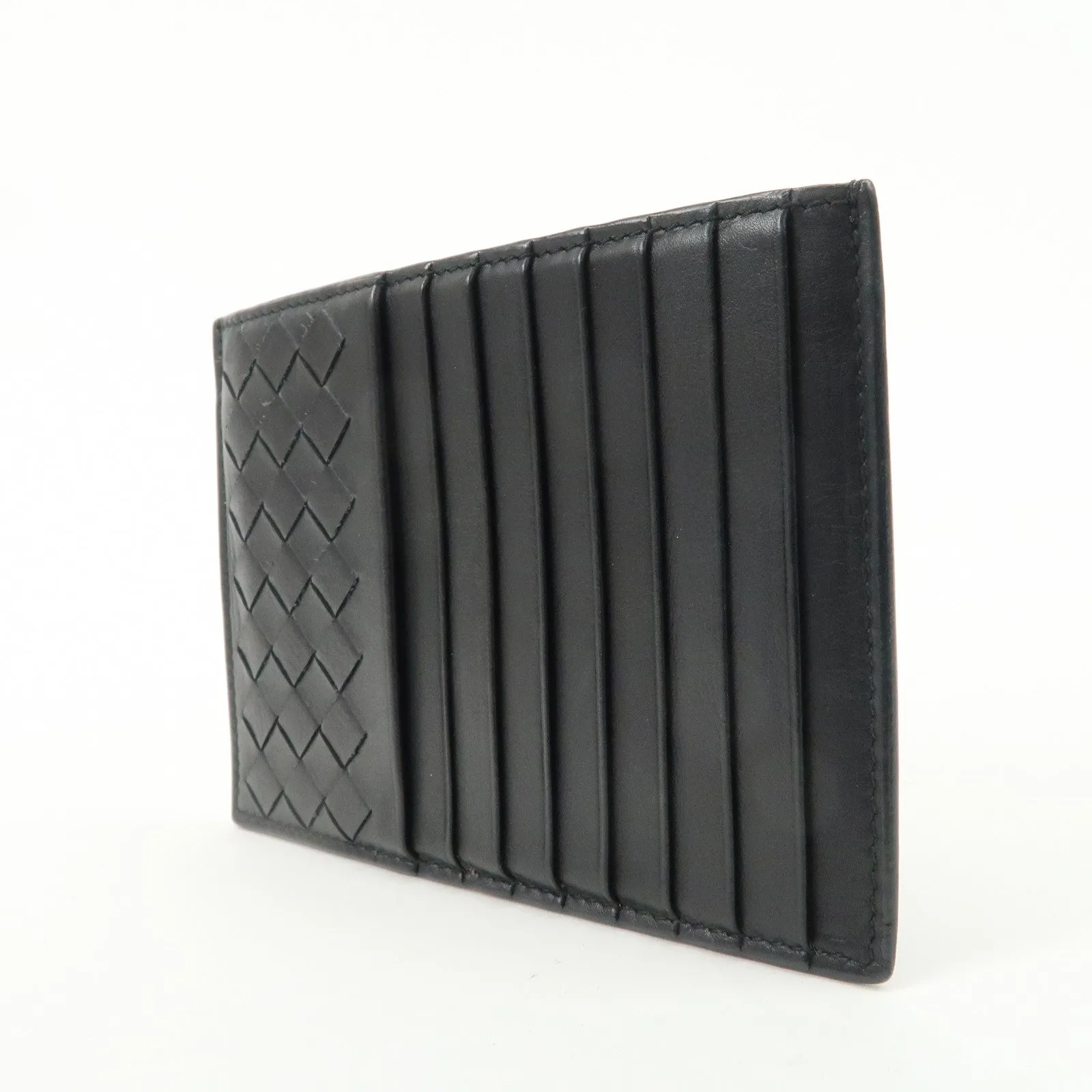 BOTTEGA VENETA Intrecciato Leather Card Case Coin Purse Black