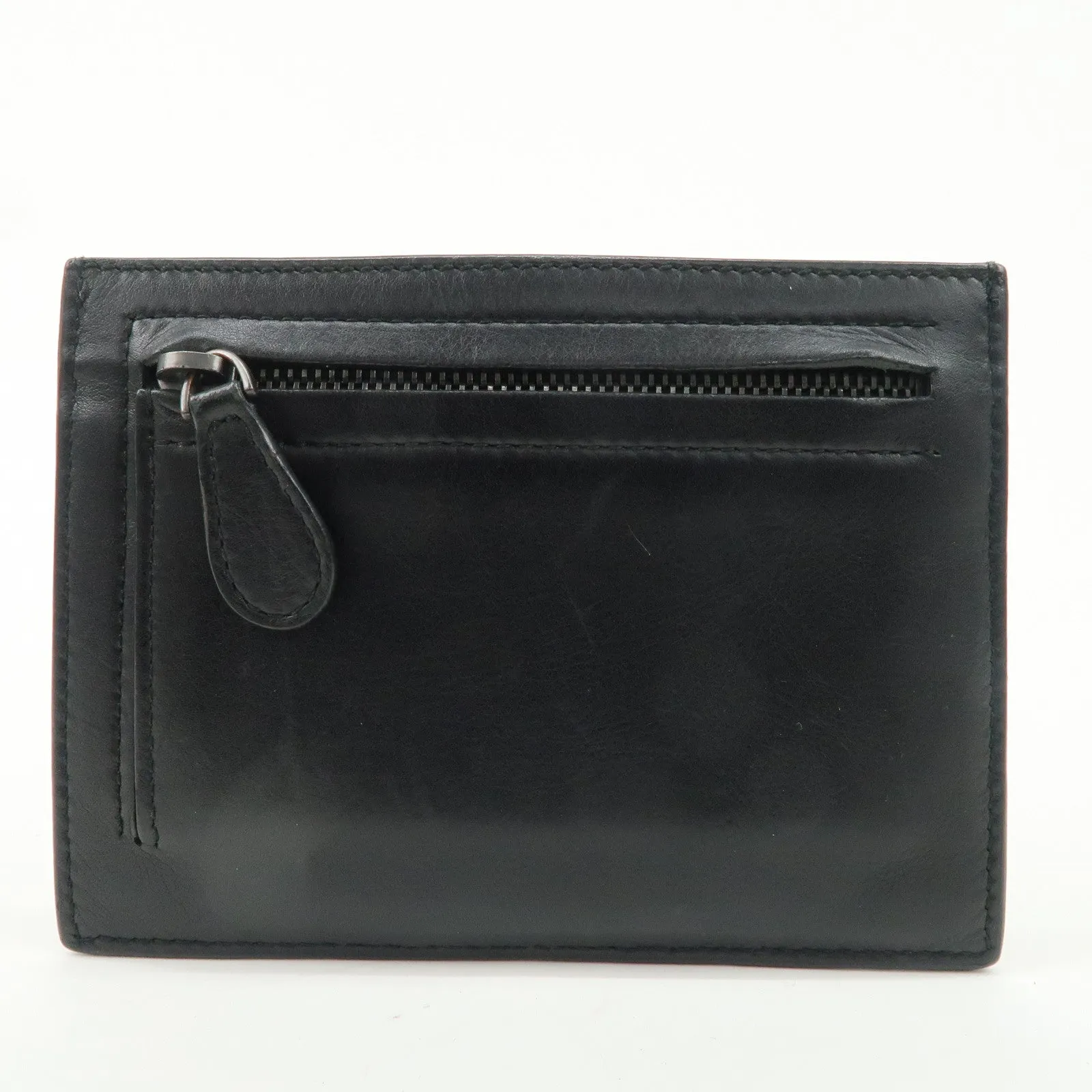 BOTTEGA VENETA Intrecciato Leather Card Case Coin Purse Black