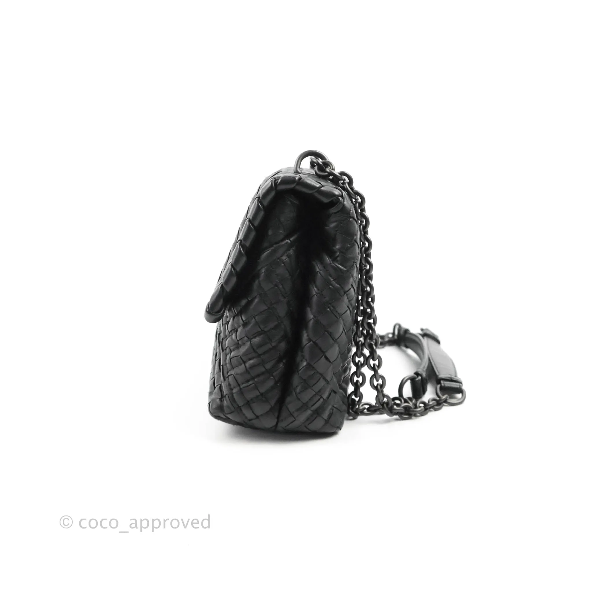 Bottega Veneta Small Nappa Intrecciato Olimpia Shoulder Bag Black