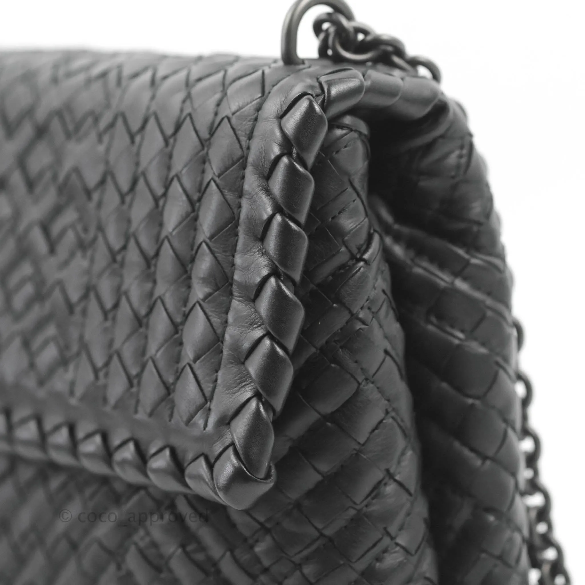 Bottega Veneta Small Nappa Intrecciato Olimpia Shoulder Bag Black