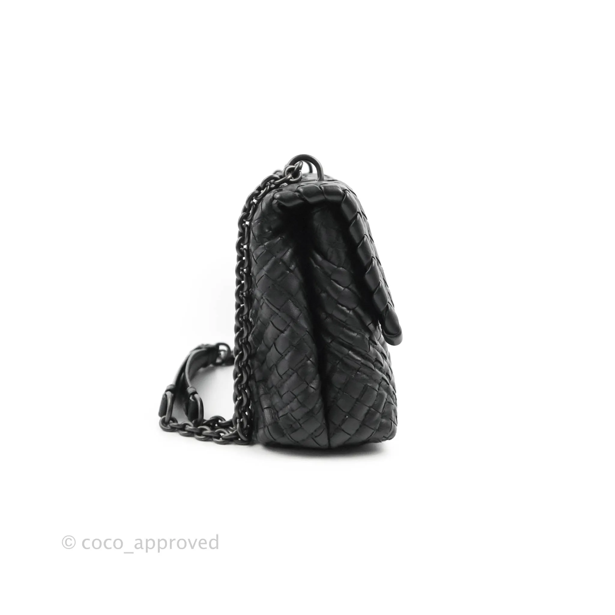 Bottega Veneta Small Nappa Intrecciato Olimpia Shoulder Bag Black