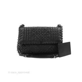 Bottega Veneta Small Nappa Intrecciato Olimpia Shoulder Bag Black