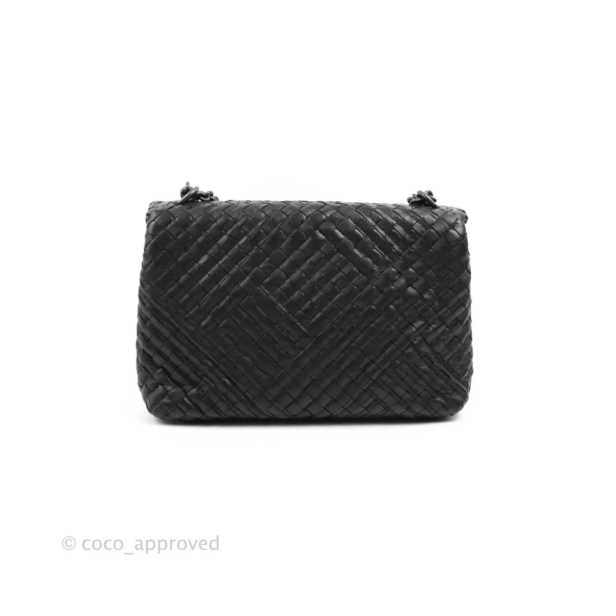 Bottega Veneta Small Nappa Intrecciato Olimpia Shoulder Bag Black