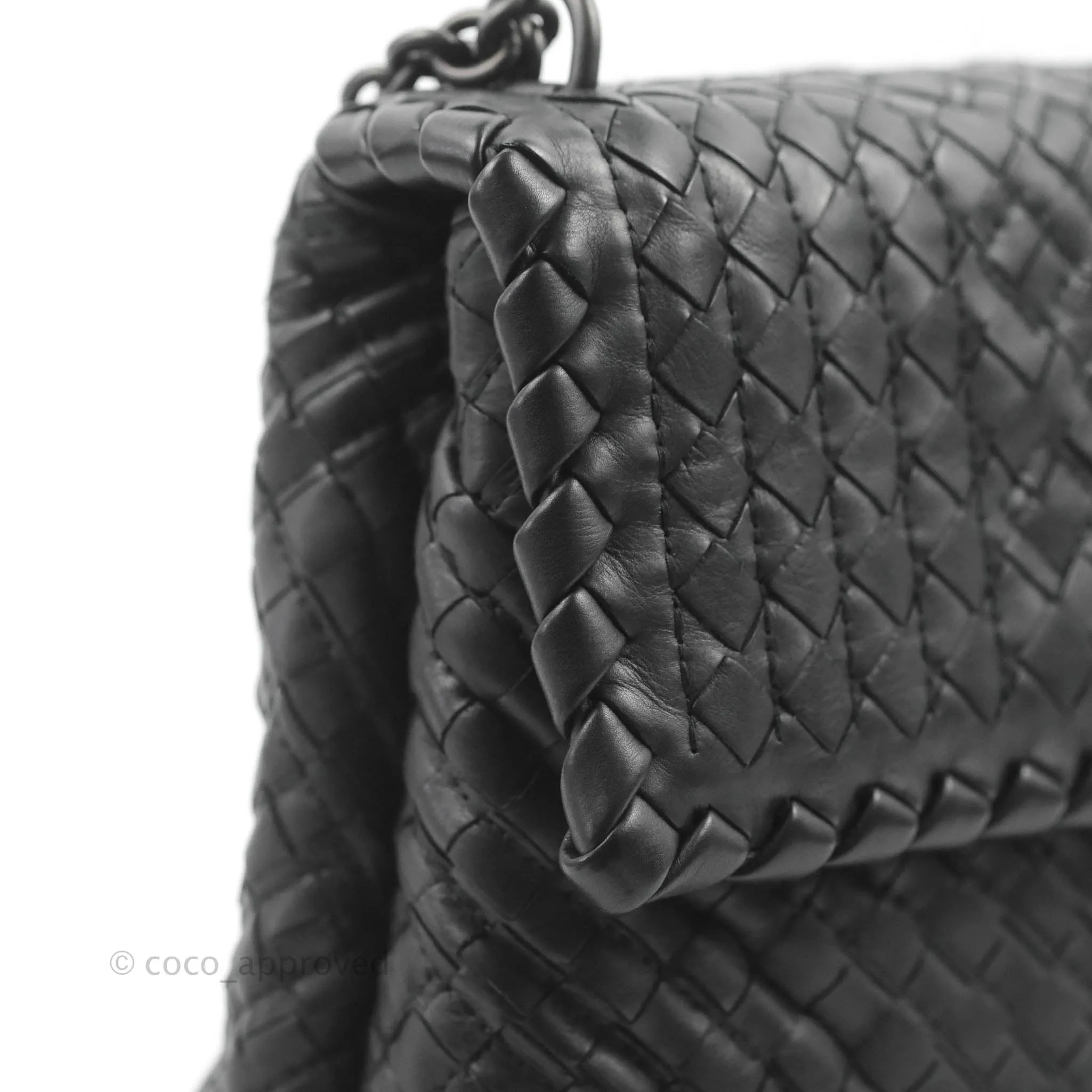 Bottega Veneta Small Nappa Intrecciato Olimpia Shoulder Bag Black