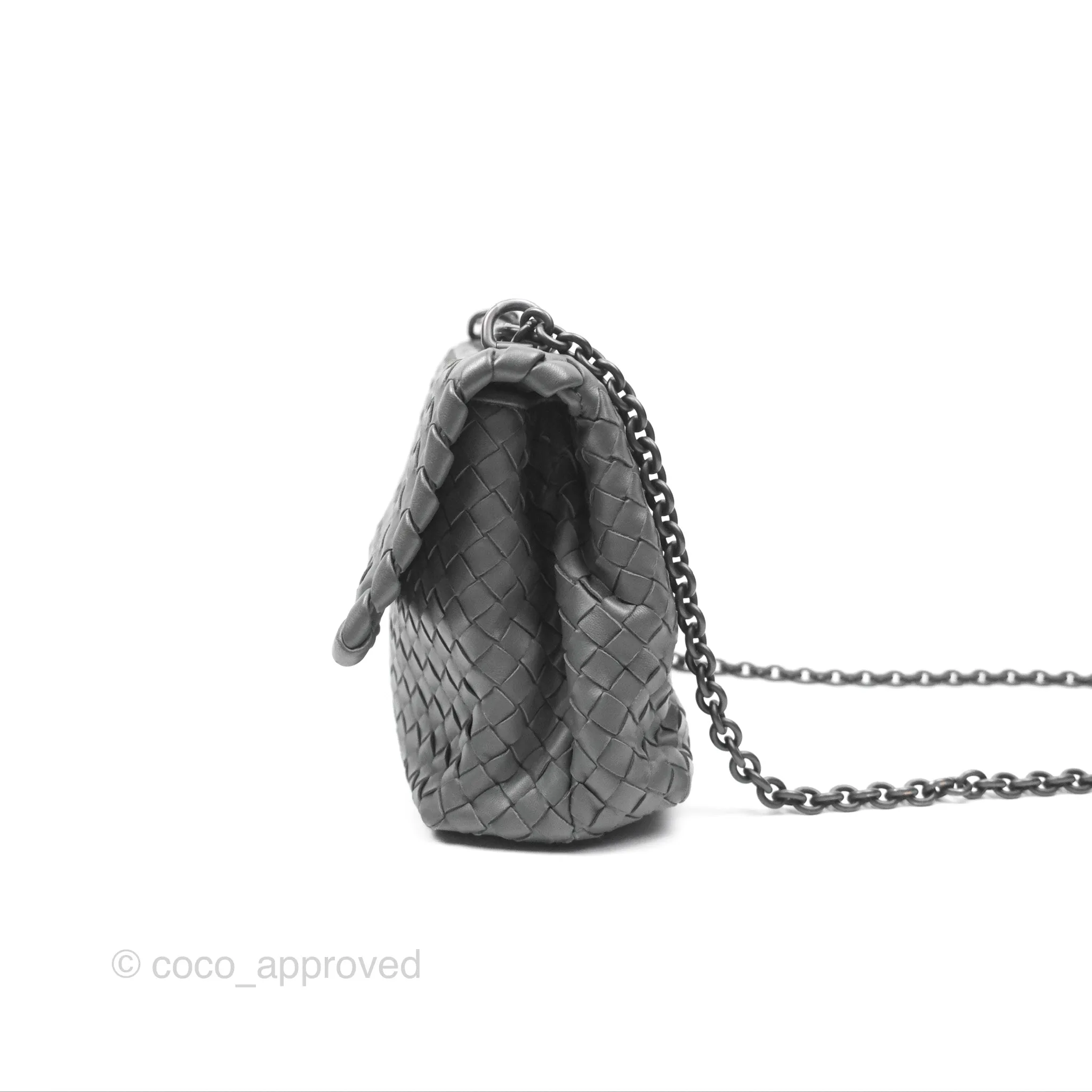 Bottega Veneta Small Nappa Intrecciato Olimpia Shoulder Bag Grey