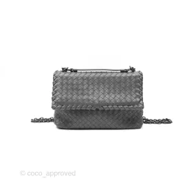 Bottega Veneta Small Nappa Intrecciato Olimpia Shoulder Bag Grey