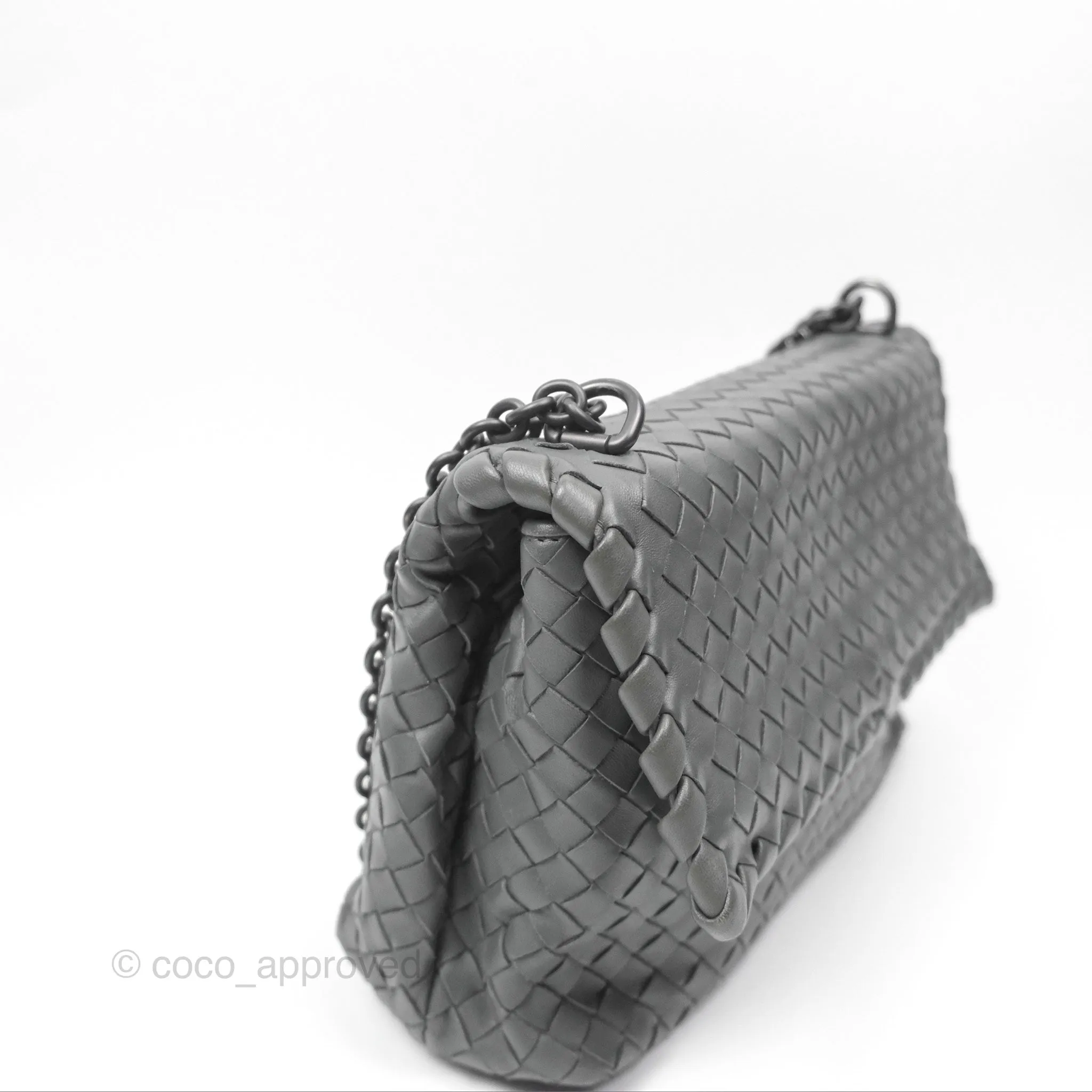 Bottega Veneta Small Nappa Intrecciato Olimpia Shoulder Bag Grey