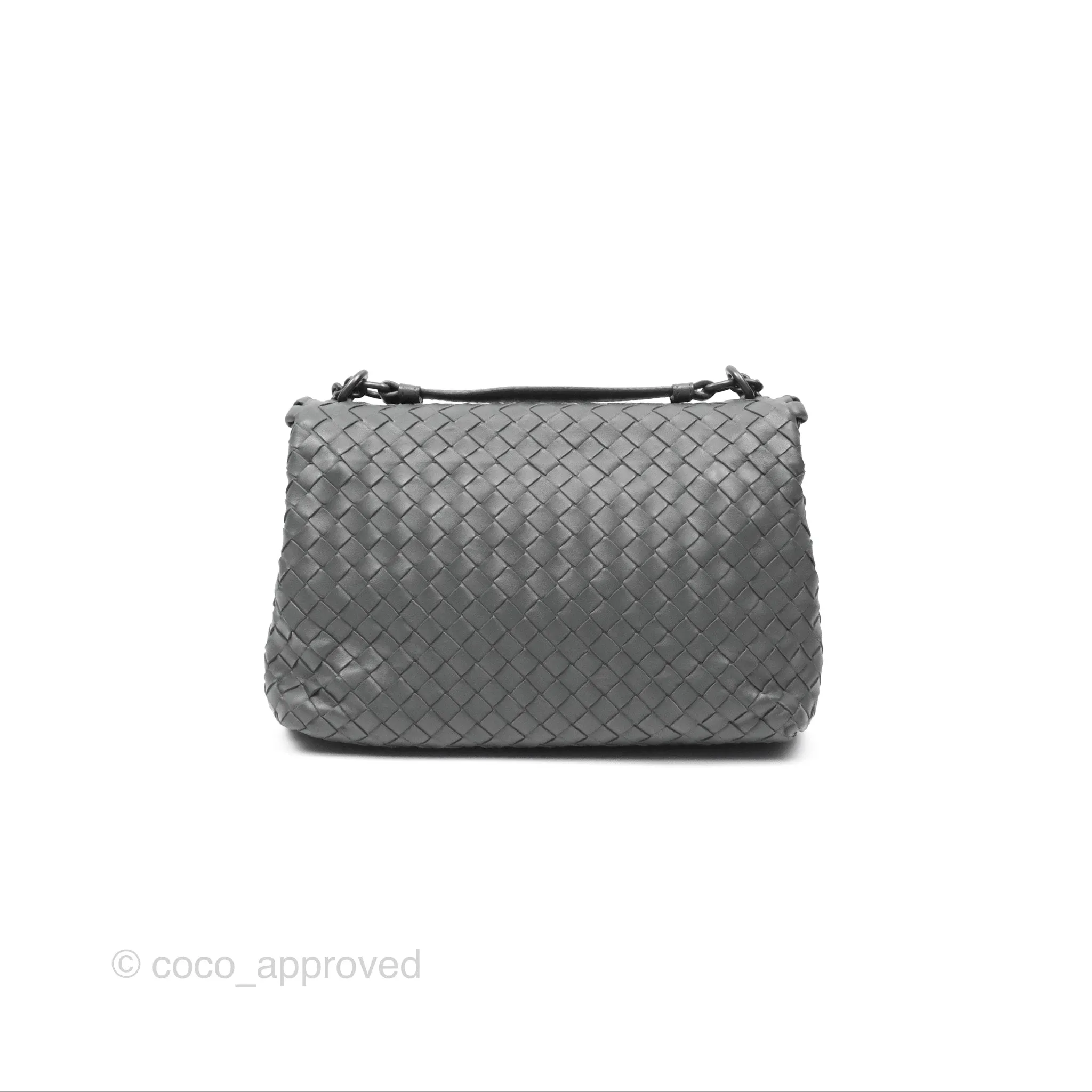 Bottega Veneta Small Nappa Intrecciato Olimpia Shoulder Bag Grey