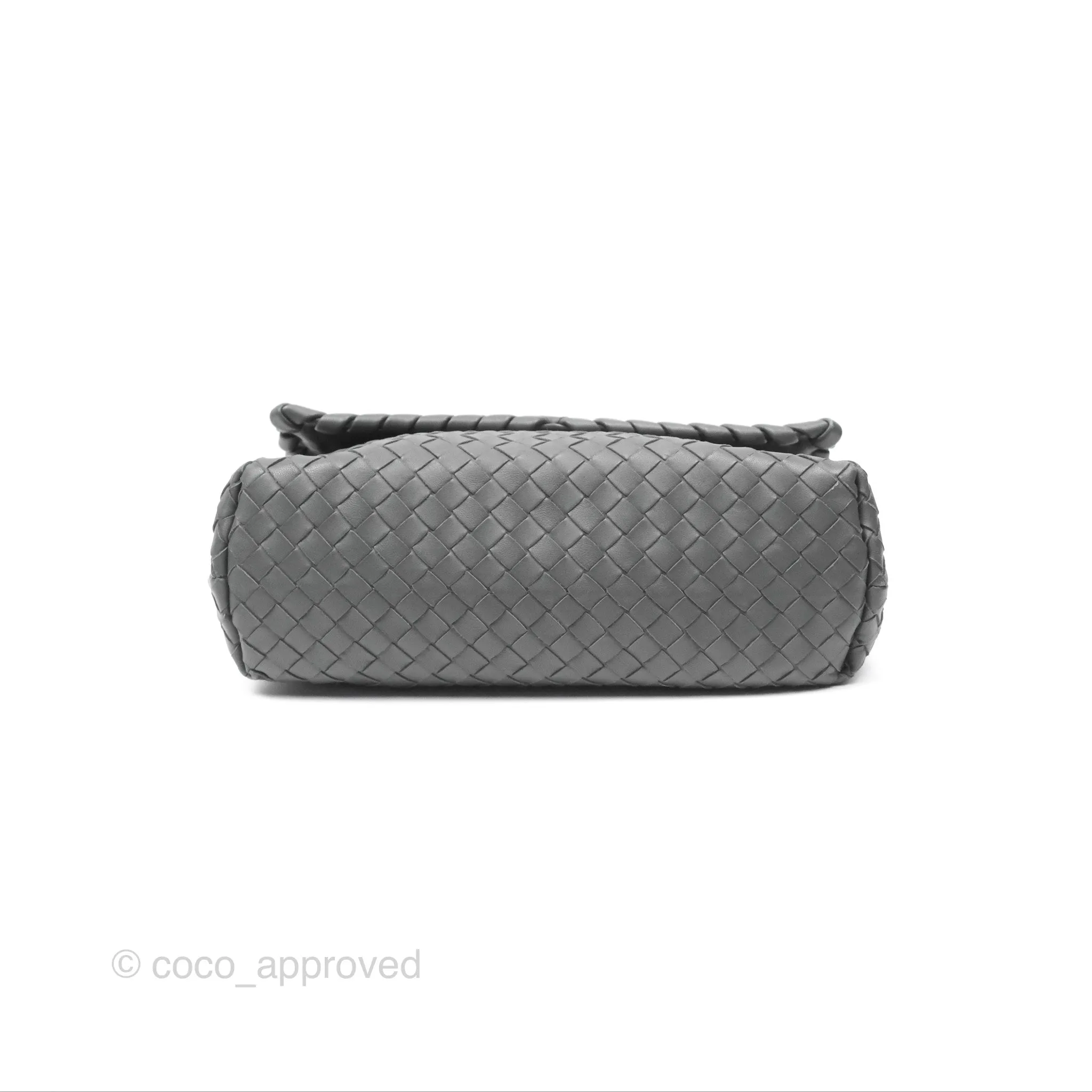 Bottega Veneta Small Nappa Intrecciato Olimpia Shoulder Bag Grey