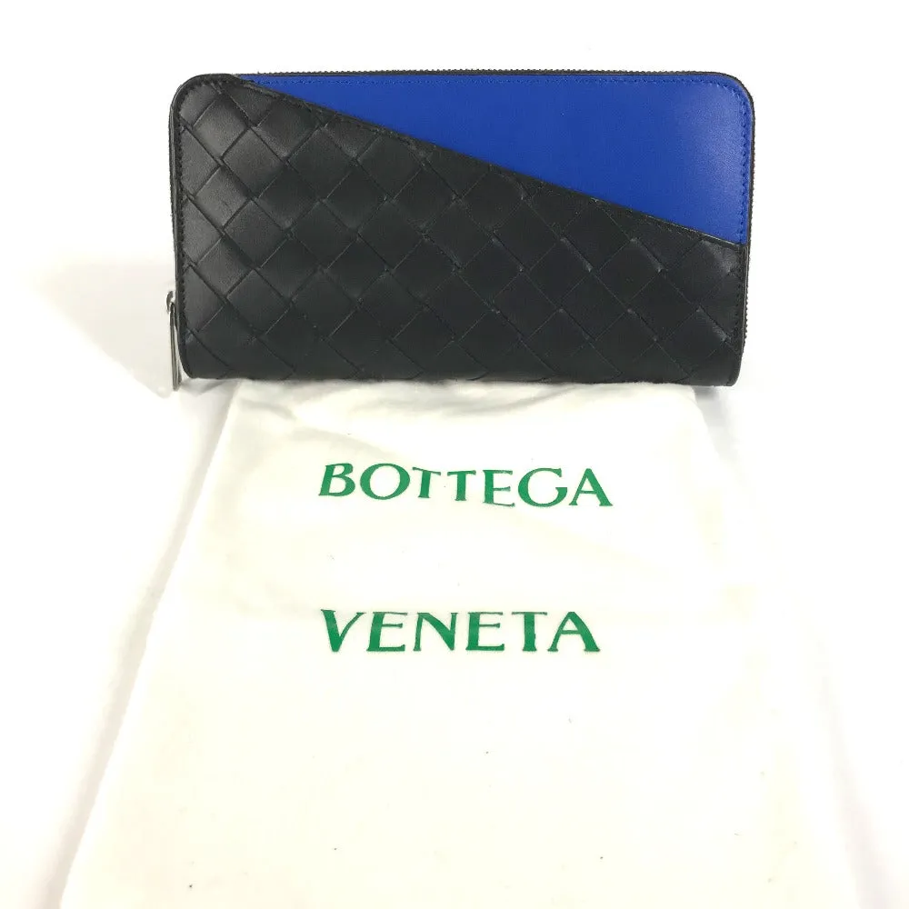 BOTTEGAVENETA Long Wallet Purse leather black By color INTRECCIATO mens Used Authentic