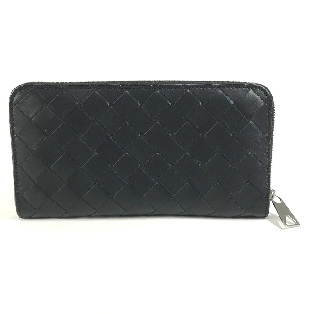 BOTTEGAVENETA Long Wallet Purse leather black By color INTRECCIATO mens Used Authentic