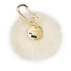 BUQU - POWER POOF- Purse Charm 2,500 mAh Power Bank (White & Pink)