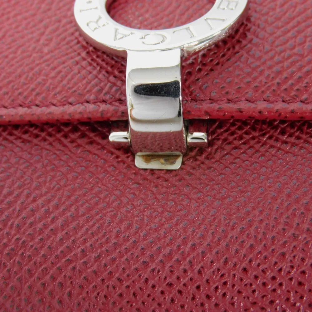 BVLGARI Long Wallet Purse 33744 Grain calf leather (embossed) Ruby logo CLIP LARGE WALLET Women Used Authentic