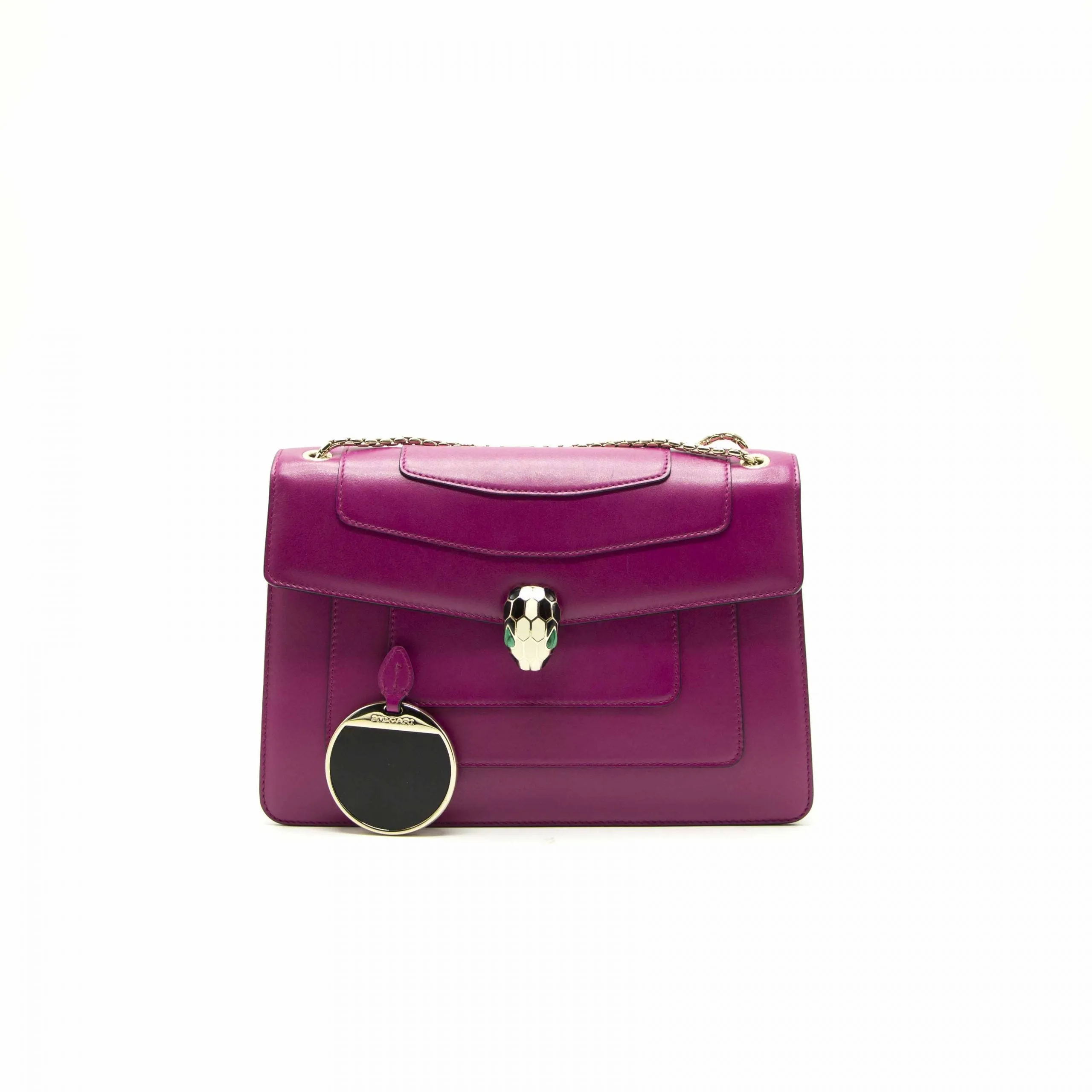 Bvlgari Purple Leather Medium Serpenti Forever Flap Shoulder Bag