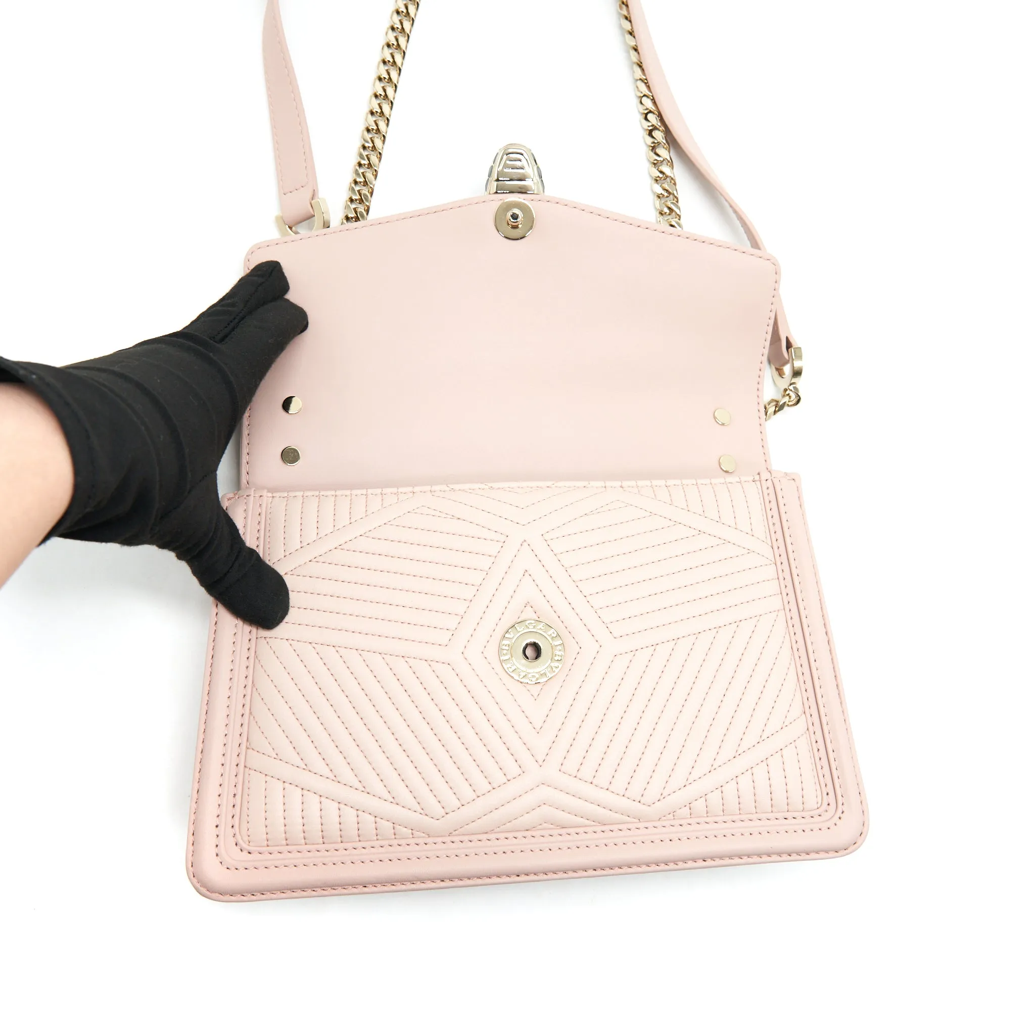 BVLGARI SERPENTI DIAMOND BLAST SHOULDER BAG IN PINK