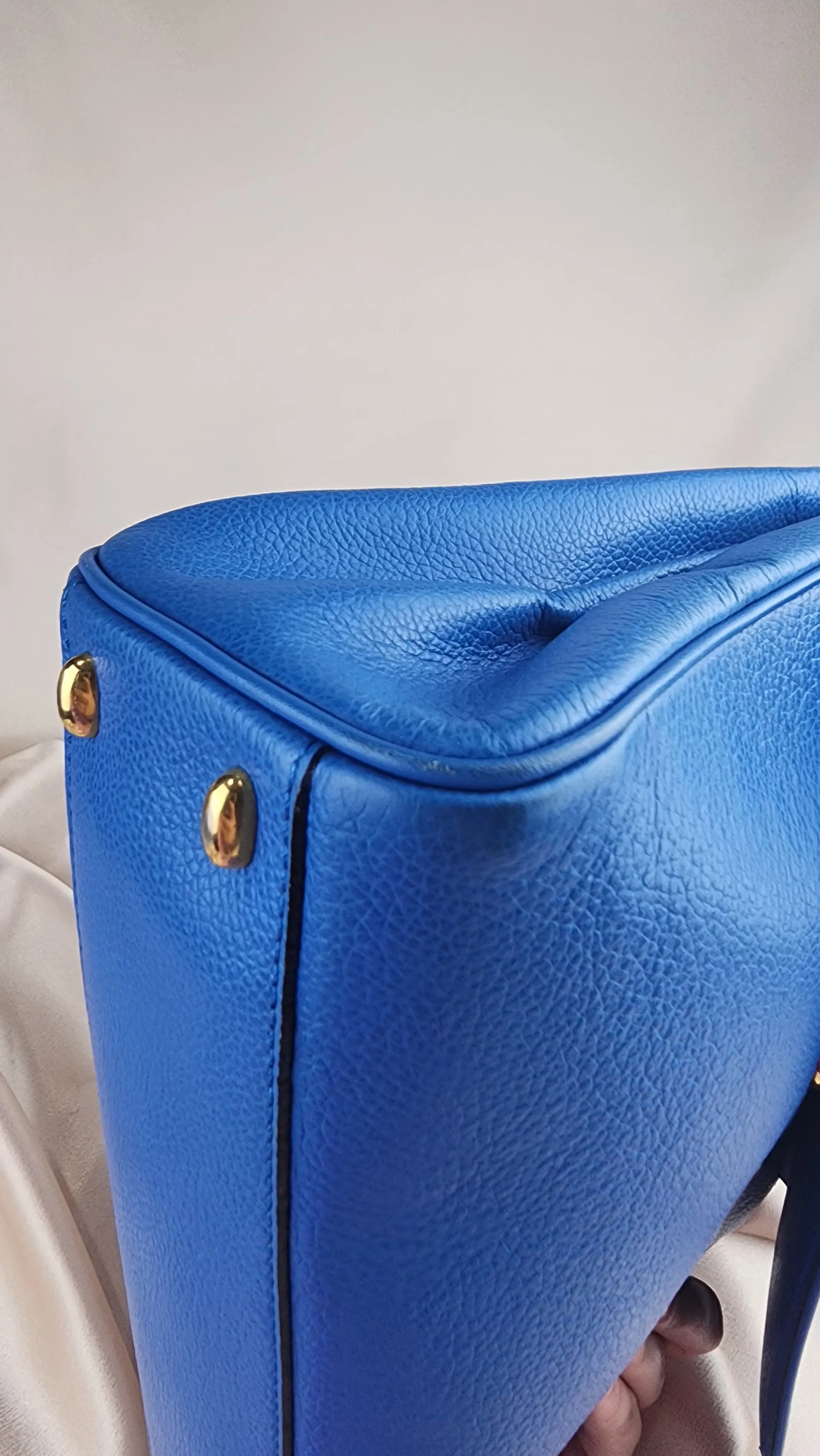 Celine Blue Leather Handbag with Long Strap - 945