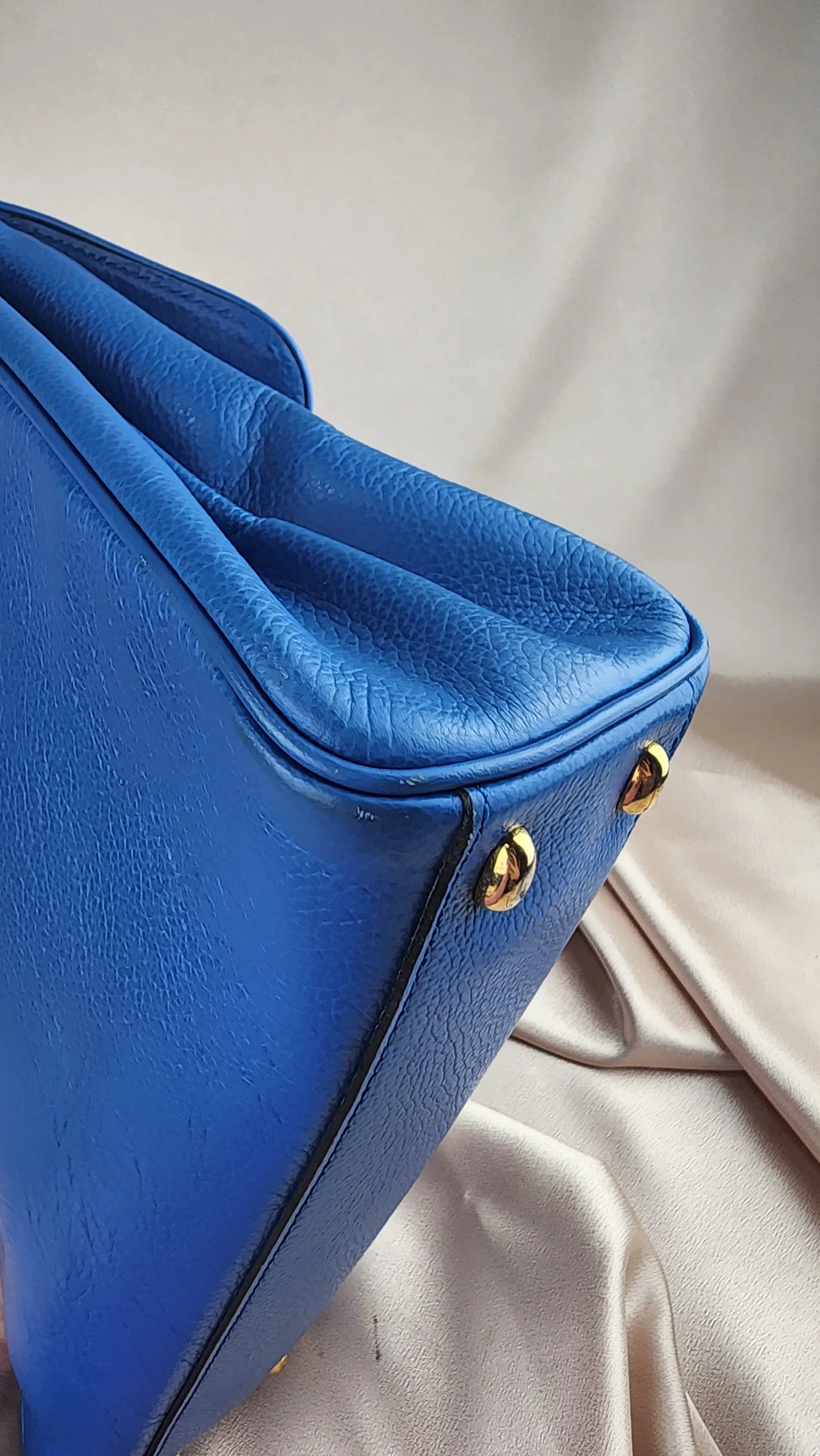 Celine Blue Leather Handbag with Long Strap - 945