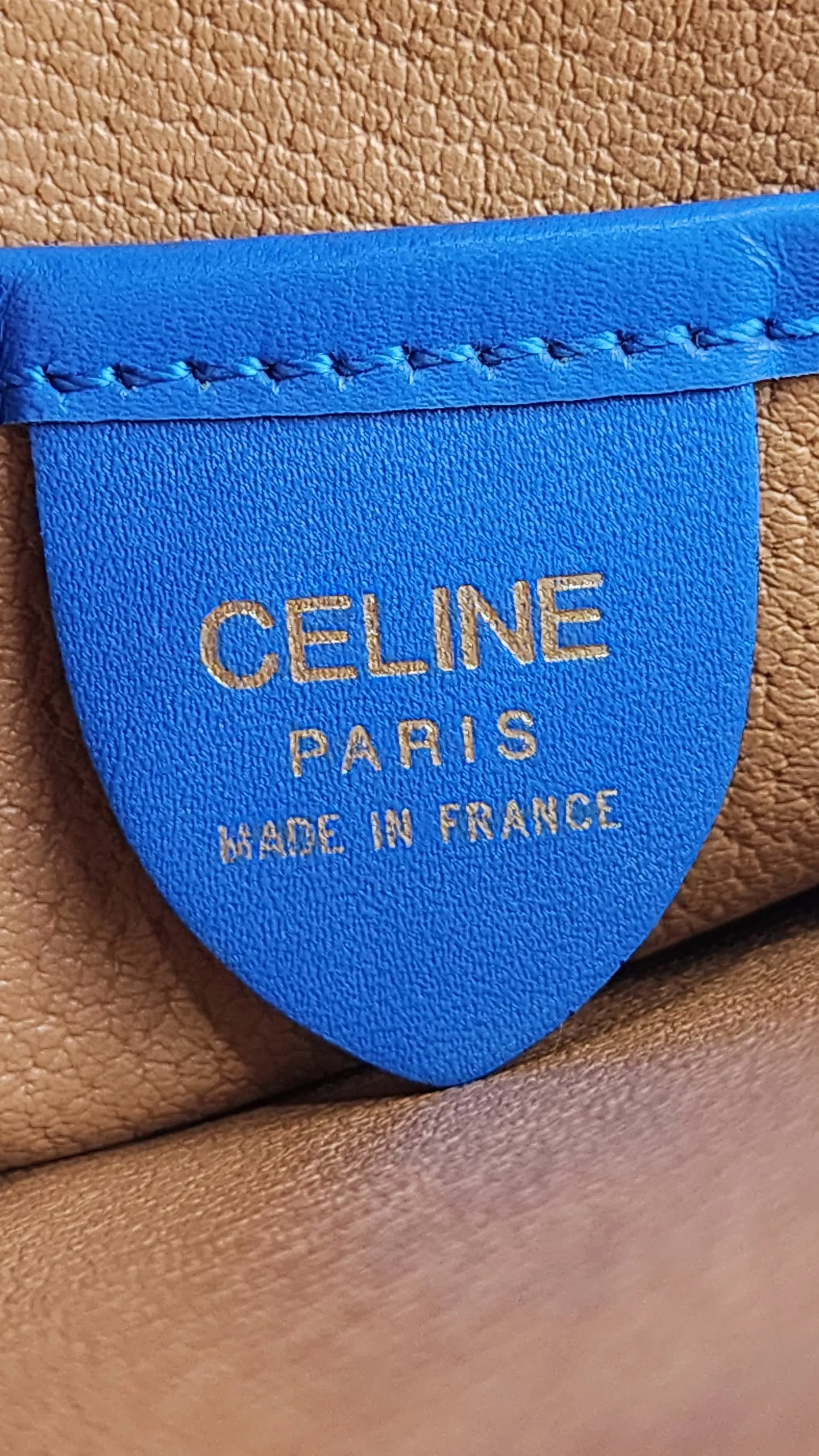 Celine Blue Leather Handbag with Long Strap - 945