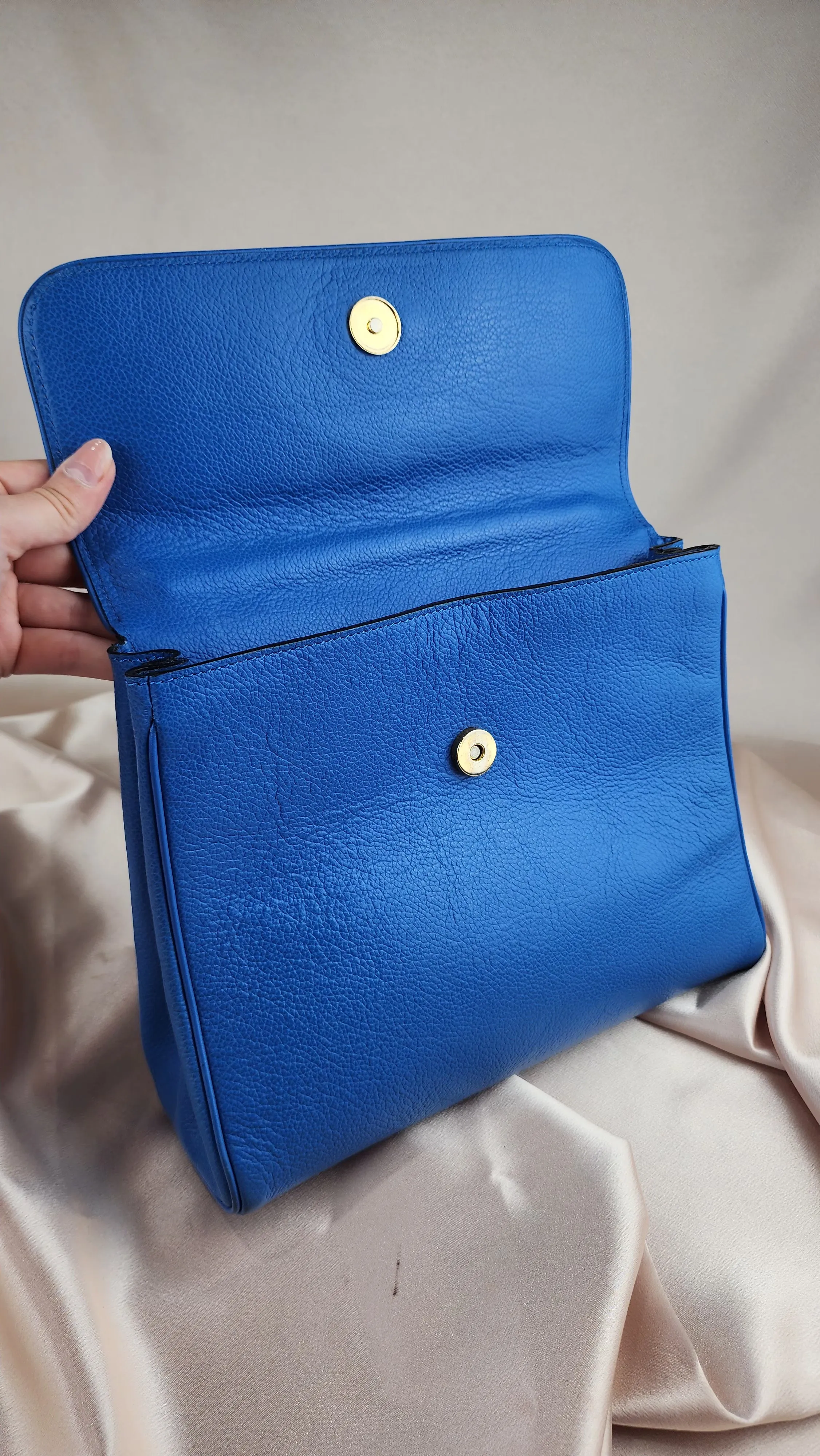 Celine Blue Leather Handbag with Long Strap - 945