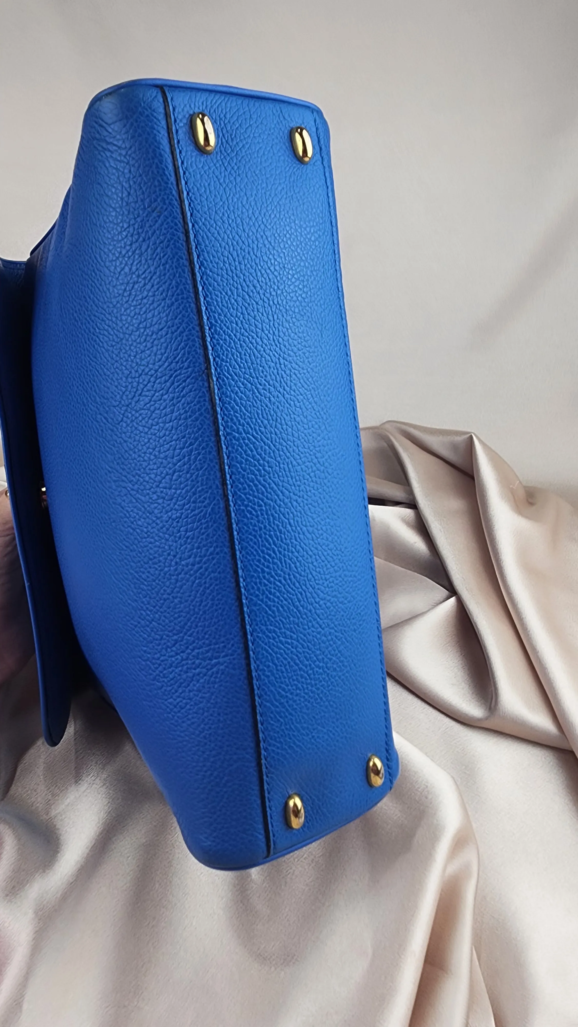 Celine Blue Leather Handbag with Long Strap - 945