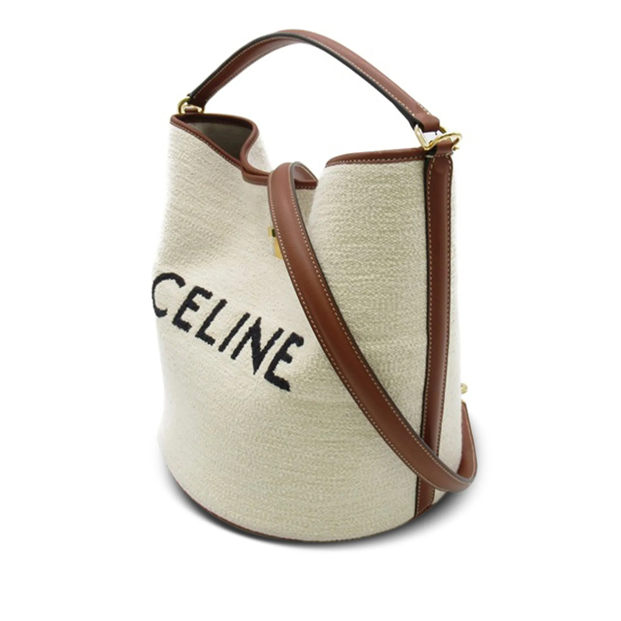 Celine Bucket 16 White Cotton