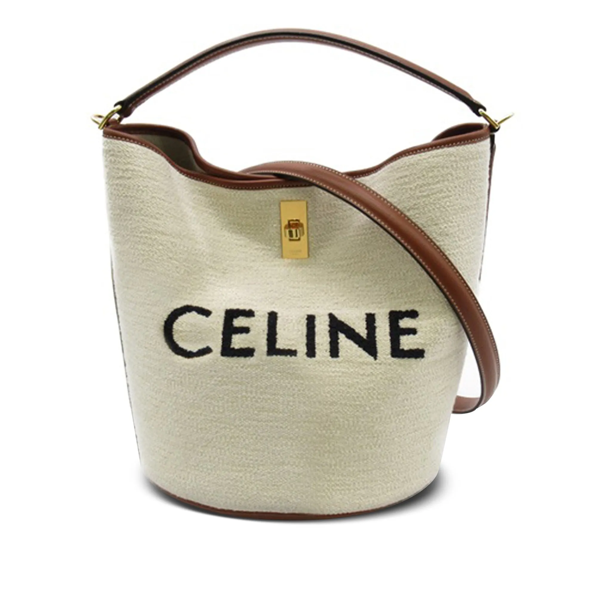 Celine Bucket 16 White Cotton