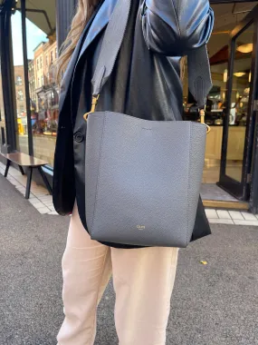 Celine Grey Leather Bucket Handbag