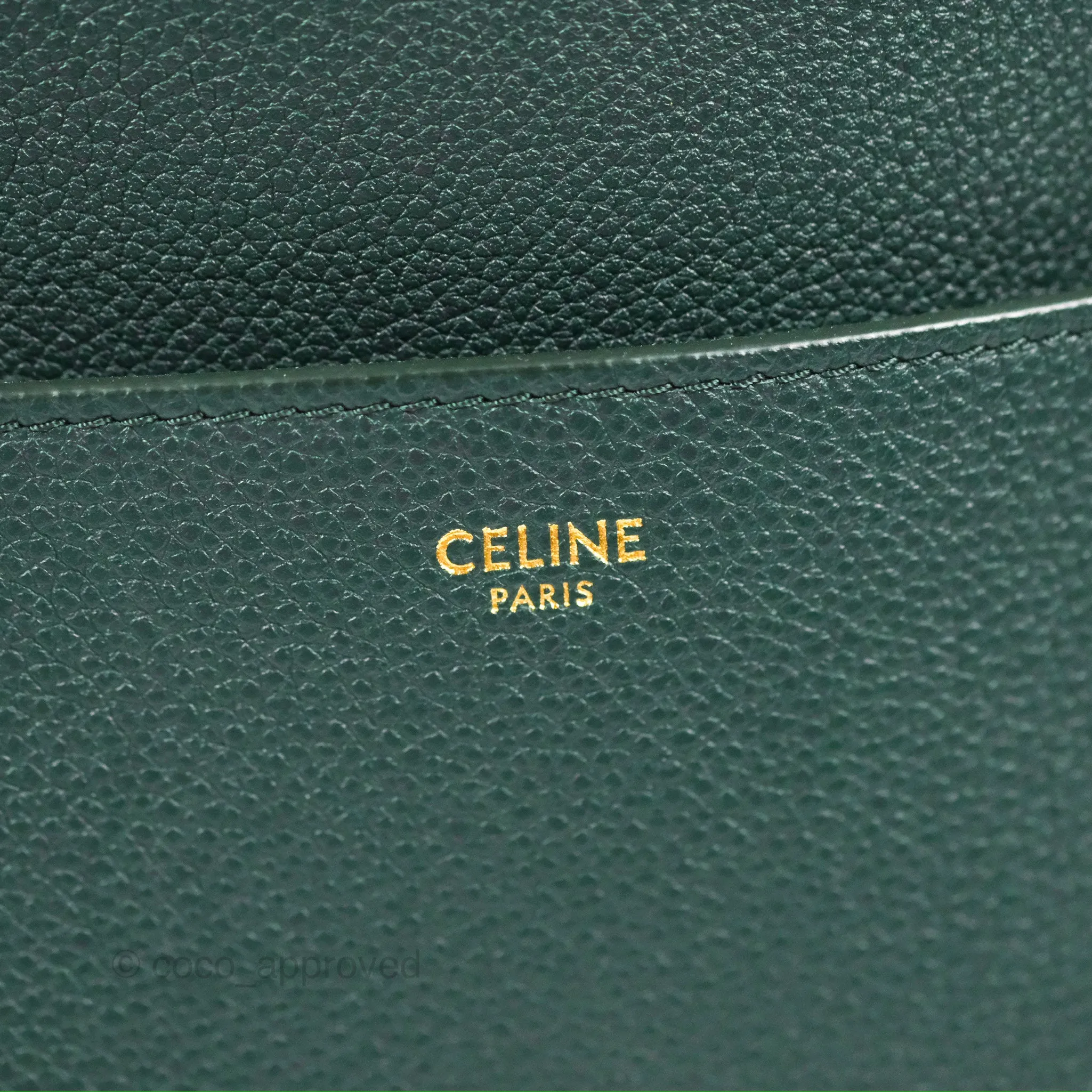 Celine Sangle Bucket Bag Grained Calfskin Dark Green