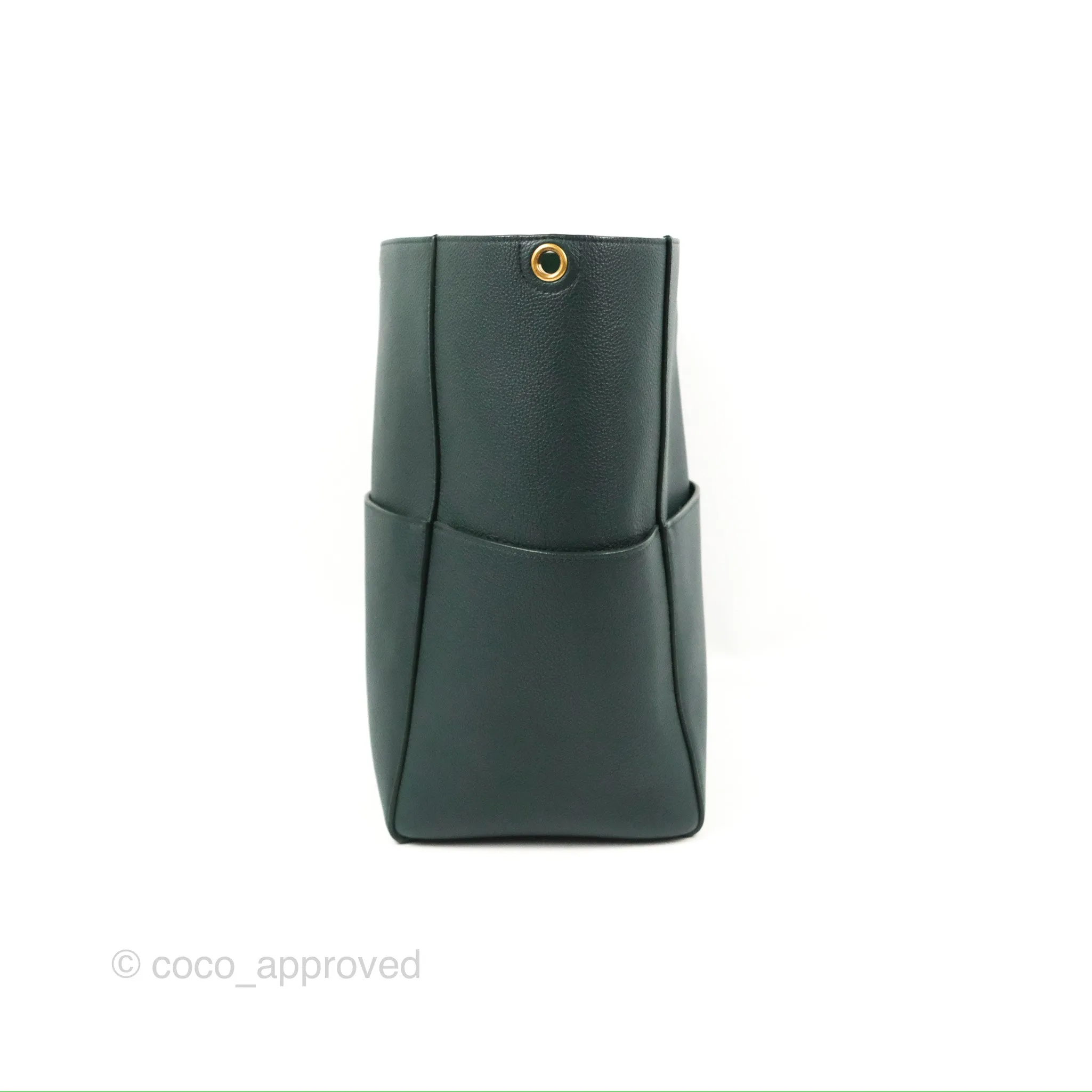 Celine Sangle Bucket Bag Grained Calfskin Dark Green