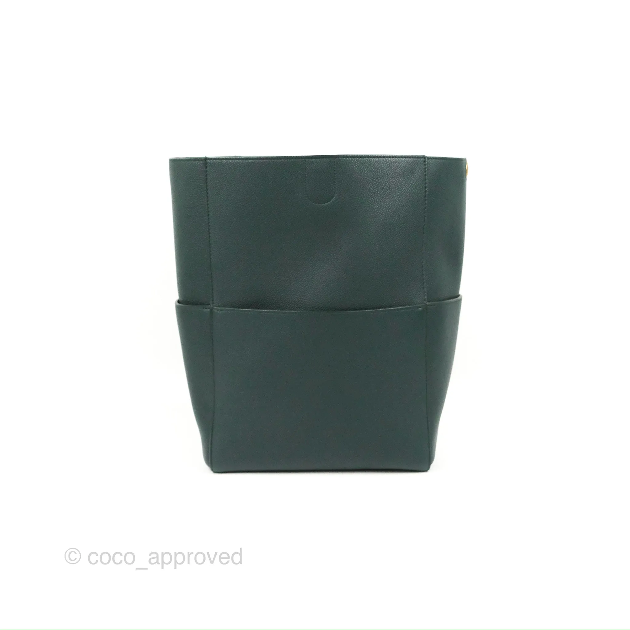 Celine Sangle Bucket Bag Grained Calfskin Dark Green