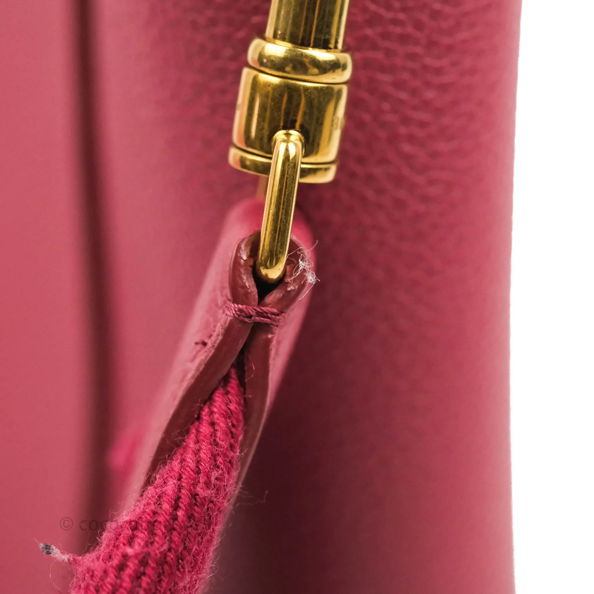 Celine Sangle Bucket Bag Grained Calfskin Dark Pink Gold Hardware