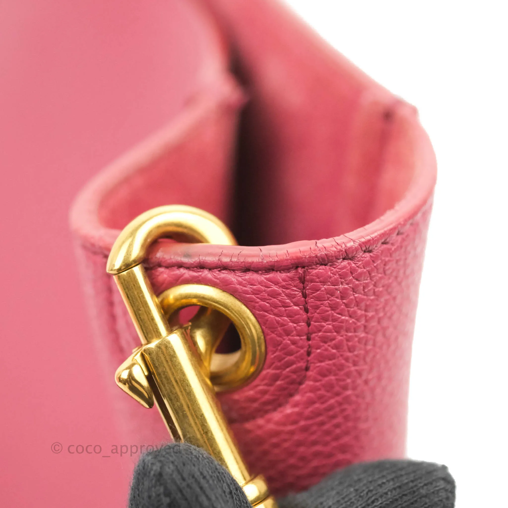 Celine Sangle Bucket Bag Grained Calfskin Dark Pink Gold Hardware