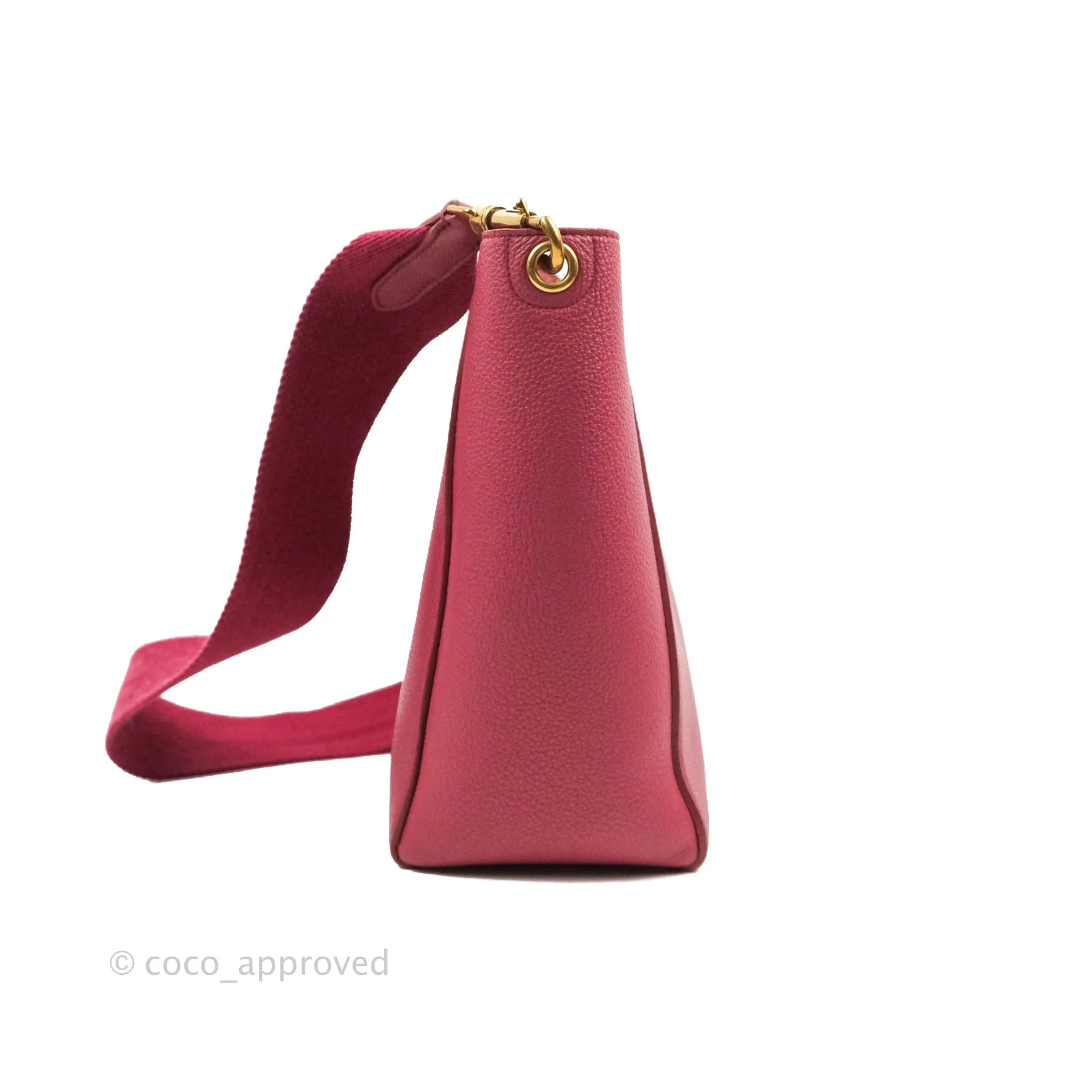 Celine Sangle Bucket Bag Grained Calfskin Dark Pink Gold Hardware