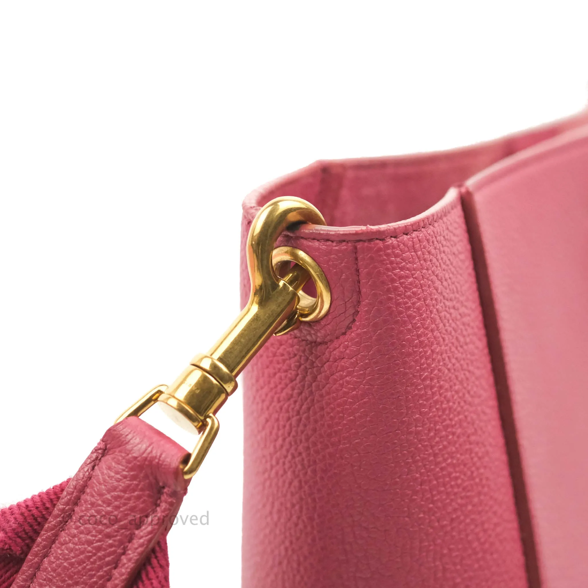 Celine Sangle Bucket Bag Grained Calfskin Dark Pink Gold Hardware