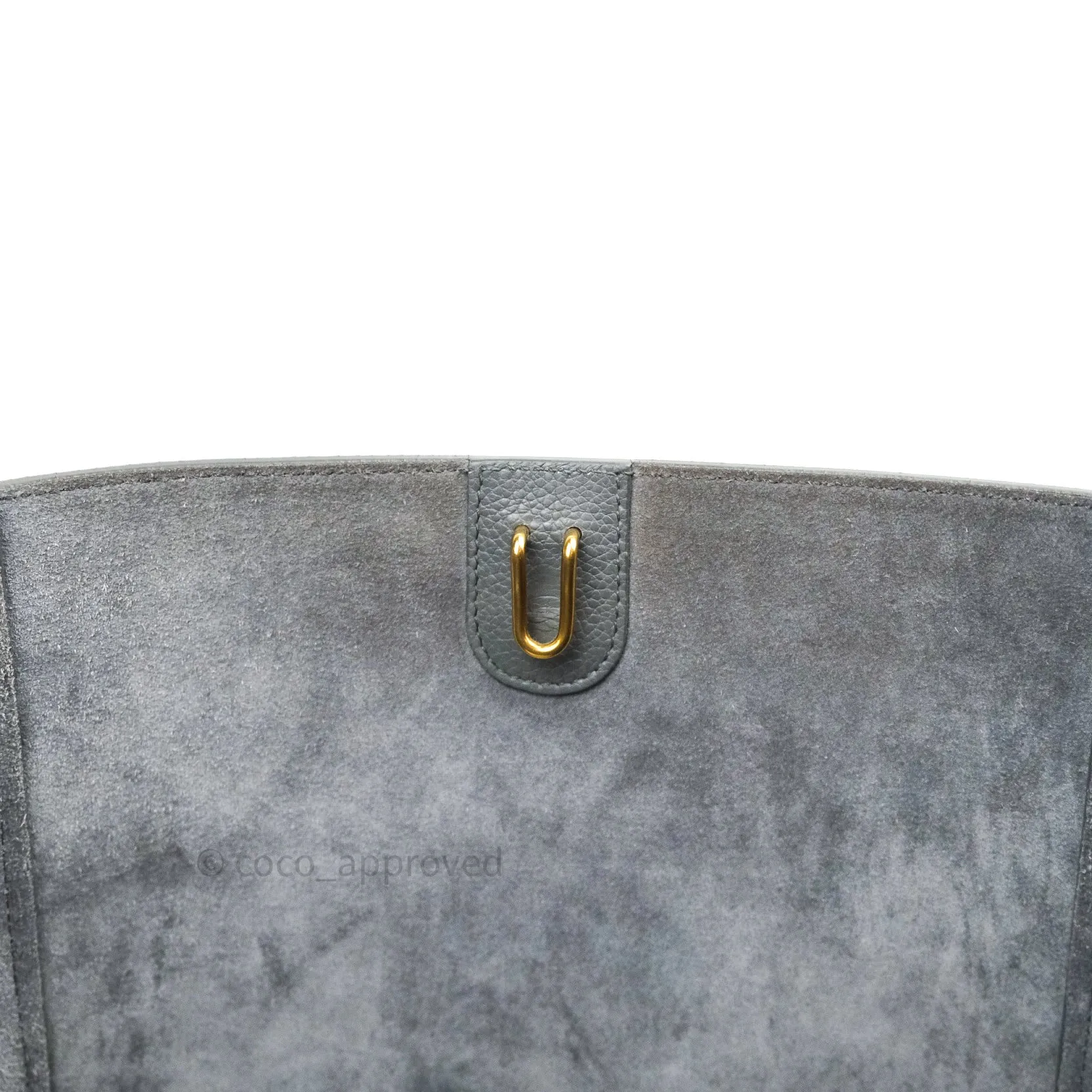 Celine Sangle Bucket Bag Grained Calfskin Grey Gold Hardware