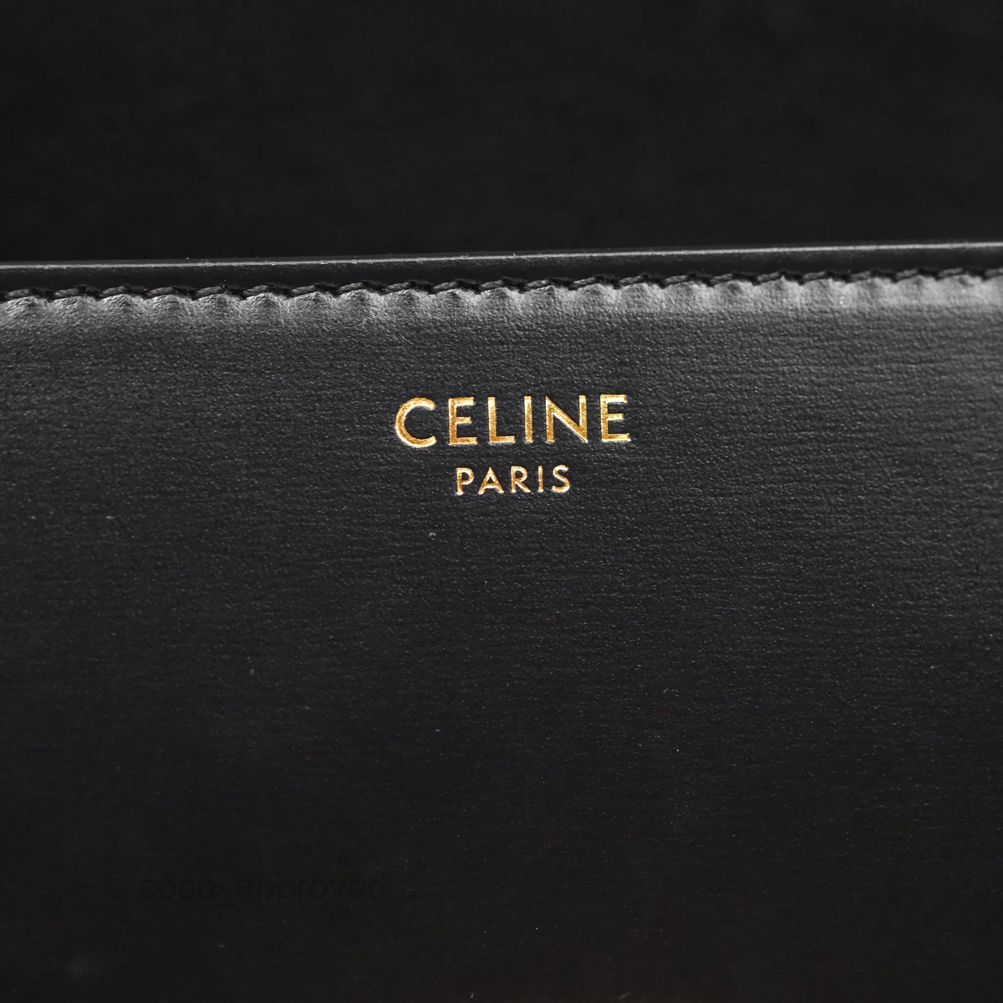 Celine Triomphe Shoulder Bag Black Calfskin